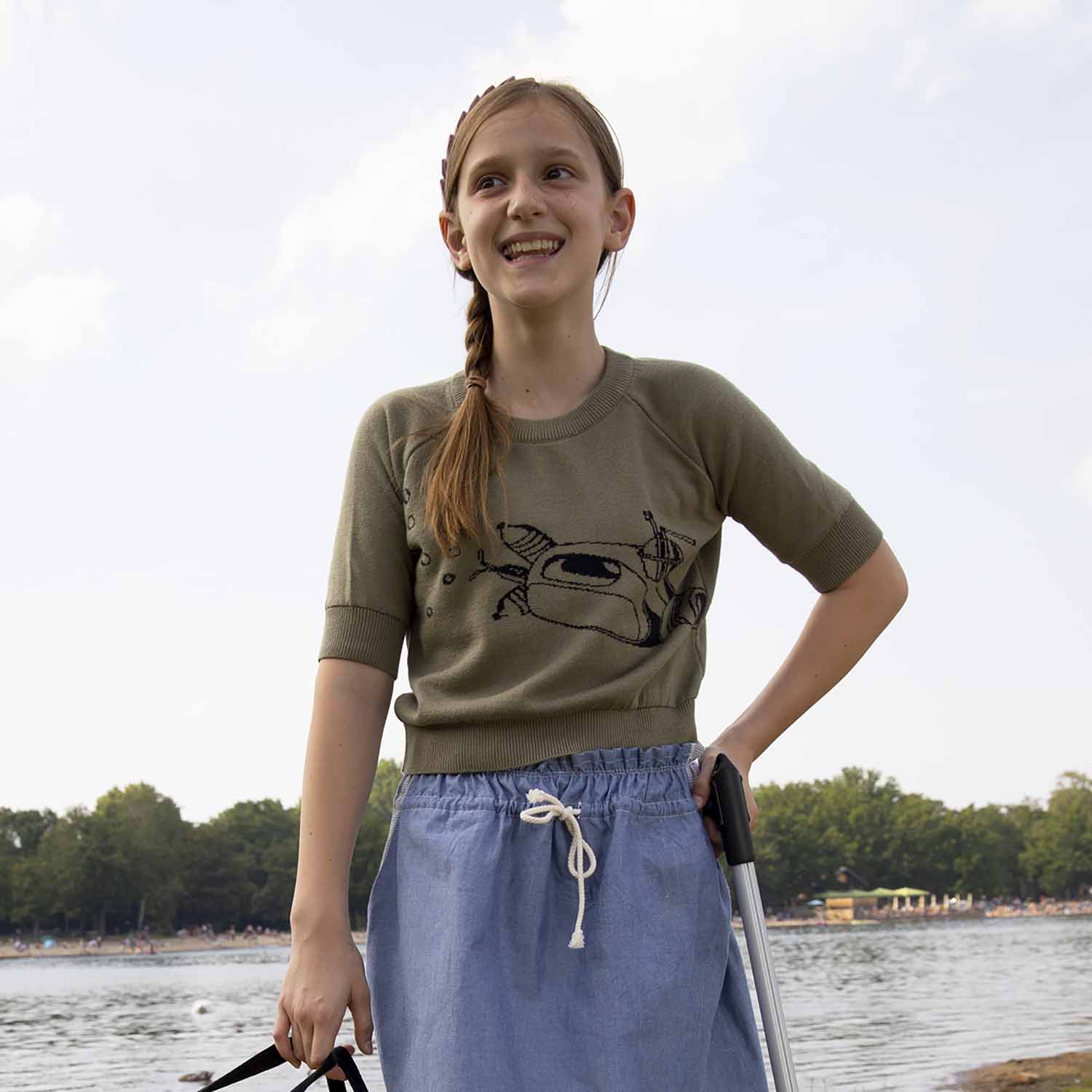 Kids Khaki Knit Top with Submarine-1