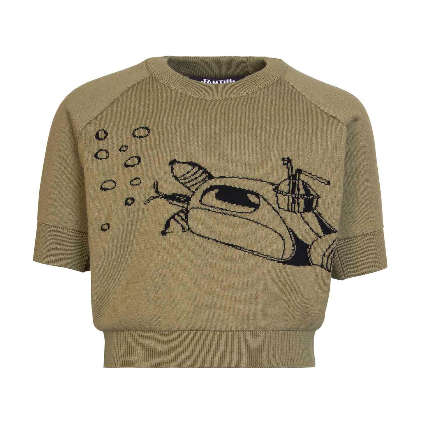 Kids Khaki Knit Top with Submarine-0