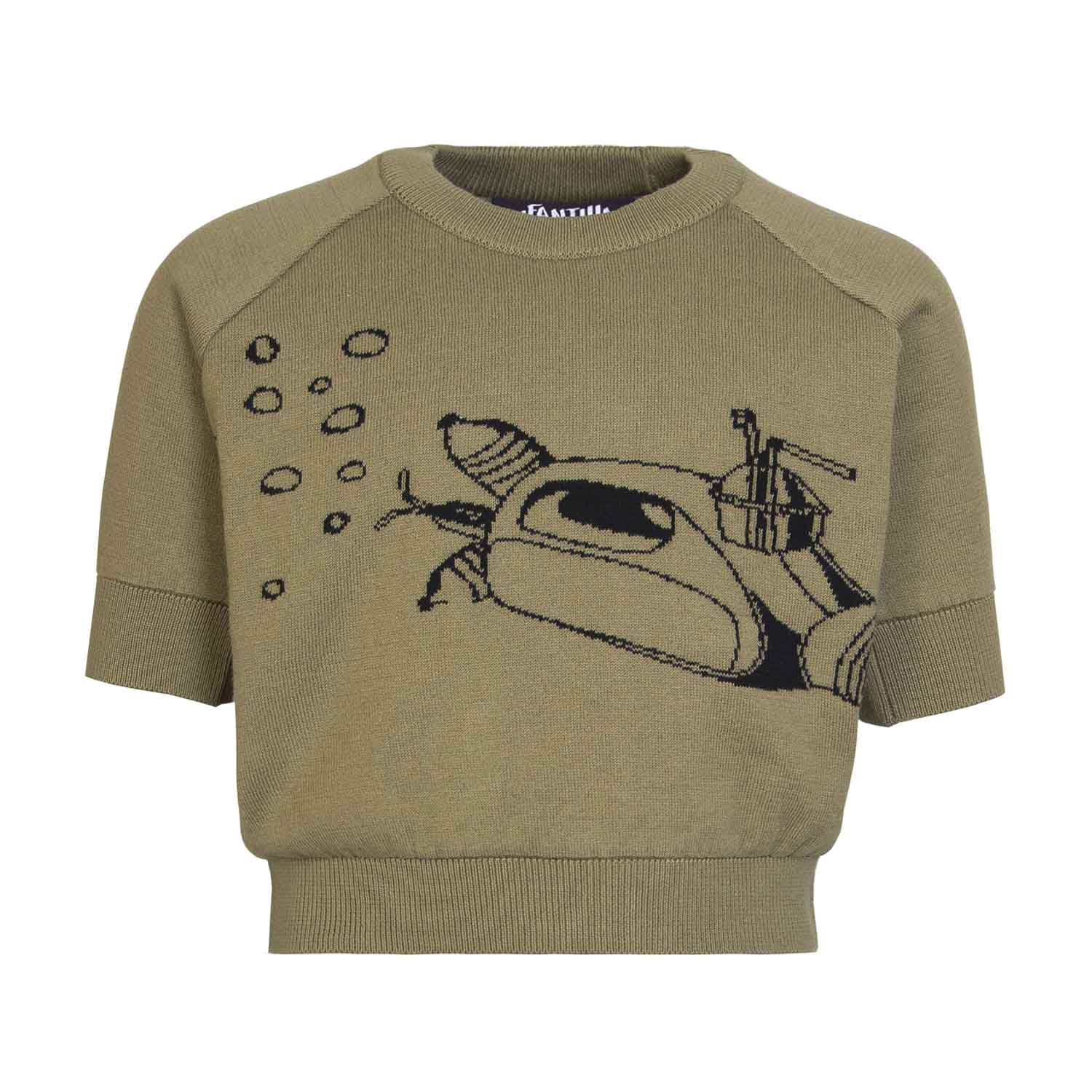 Kids Khaki Knit Top with Submarine-0