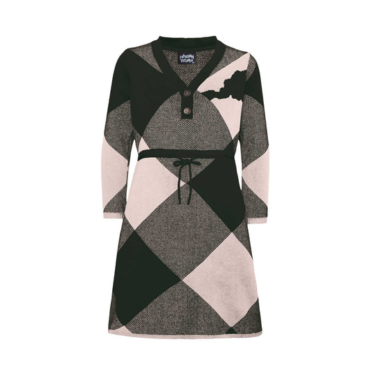 Black & Light Pink Sweater Dress-0