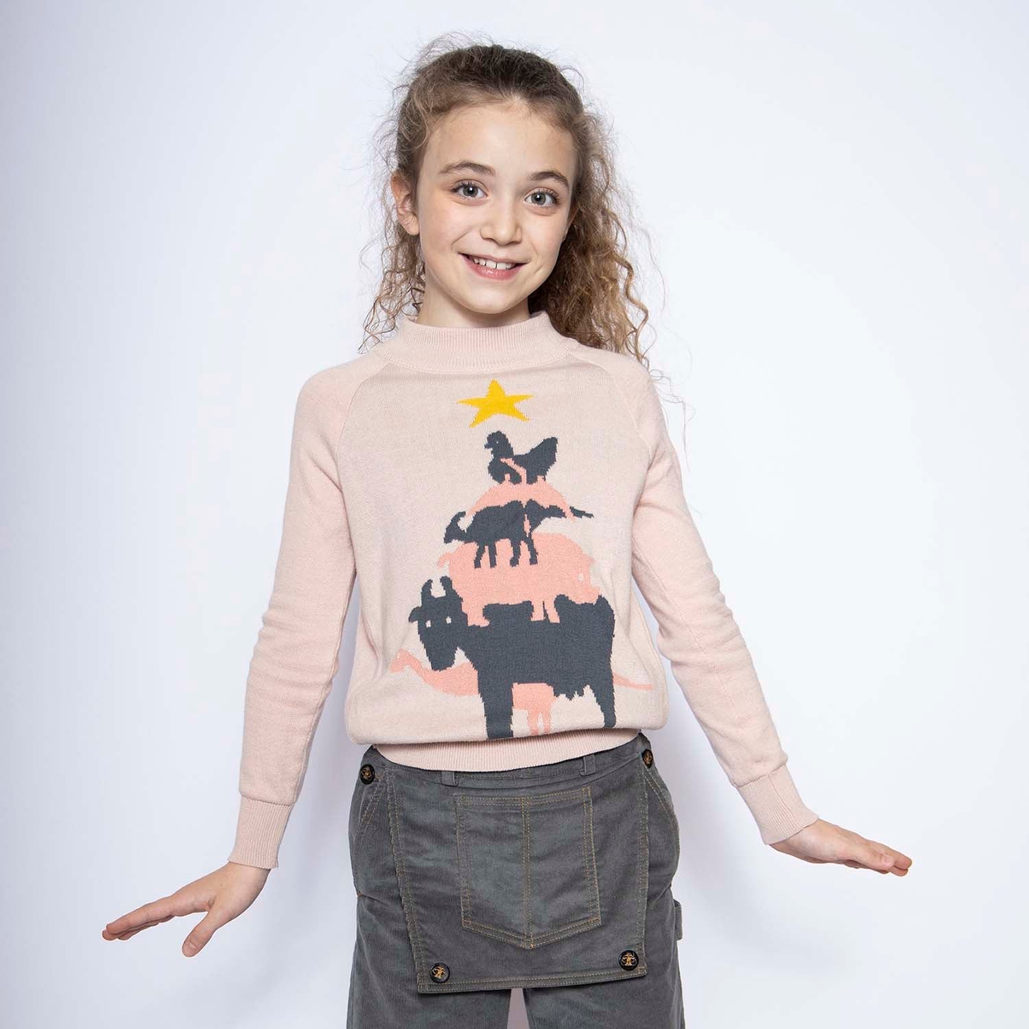 Pink Girls Christmas Sweater-1