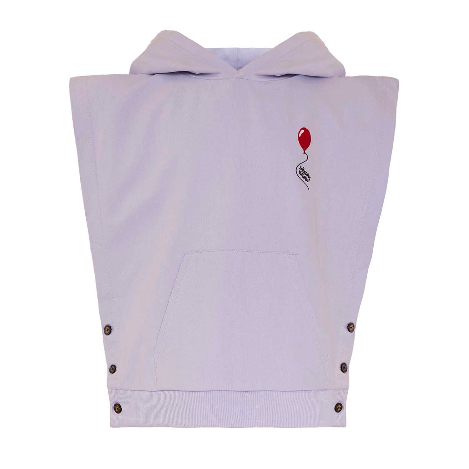 Kids Lilac Sleeveless Hoodie with Embroidery-0