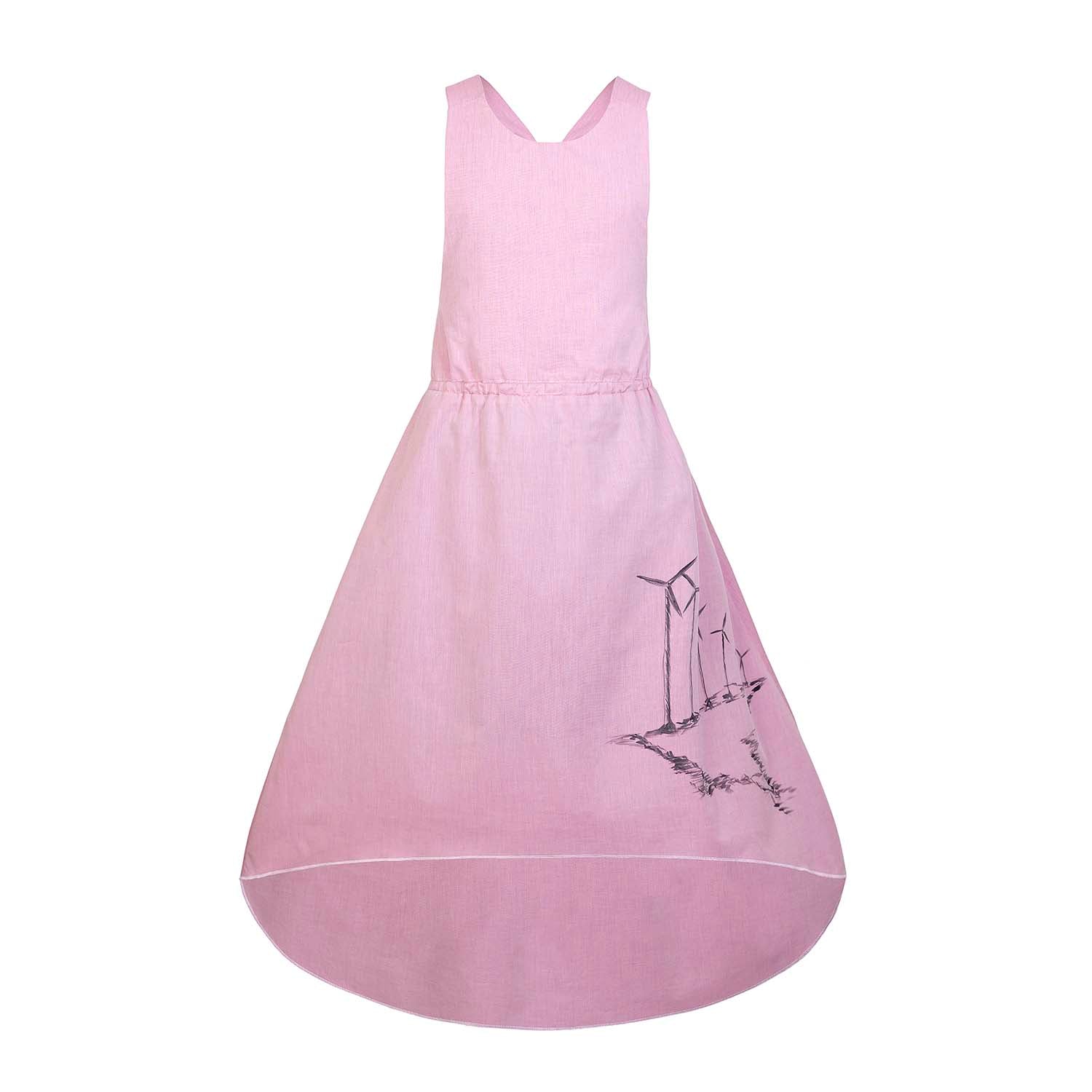 Hand-Painted Girls Pink Dress, Limited Edition-0