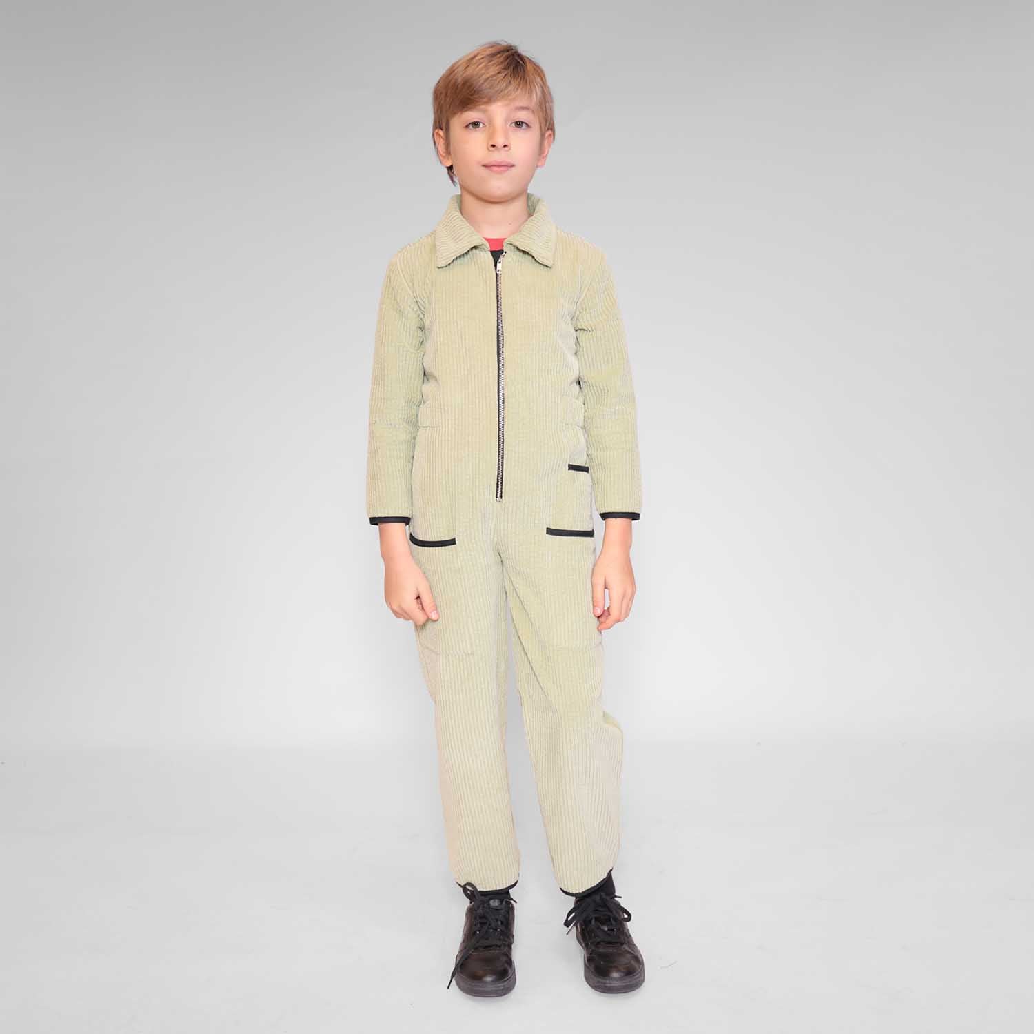 Velvet Green Jumpsuit for Kids-3