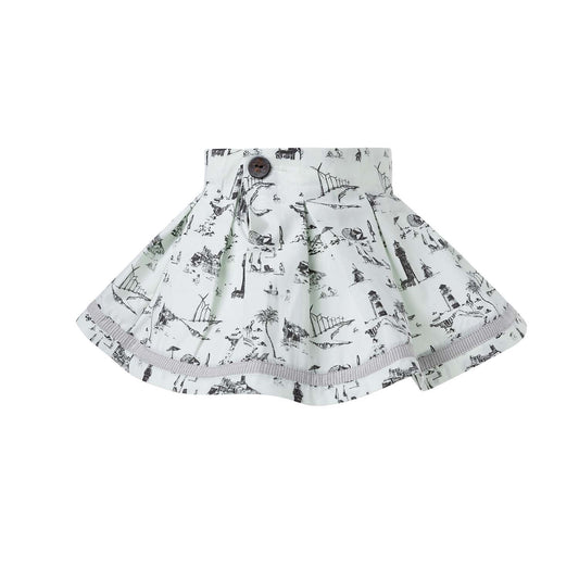 Flared Mini Skirt with Vintage Print for Babies-0