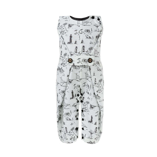Pleated Baby Jumpsuit  with Vintage  Print-0