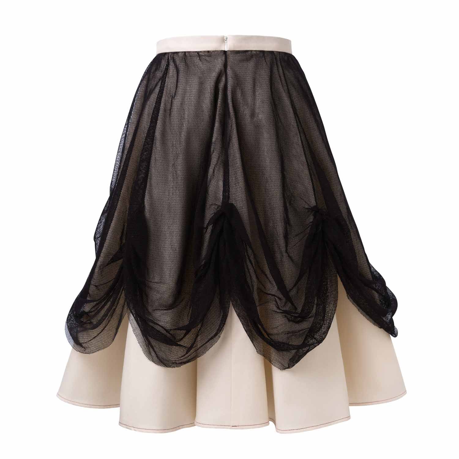 Off-white Maxi Skirt with Tulle-2