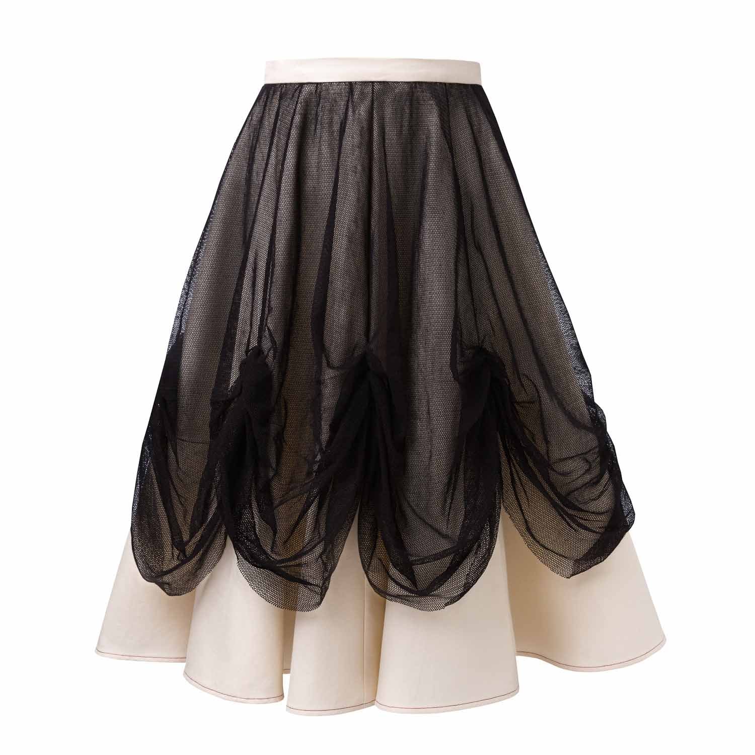 Off-white Maxi Skirt with Tulle-0