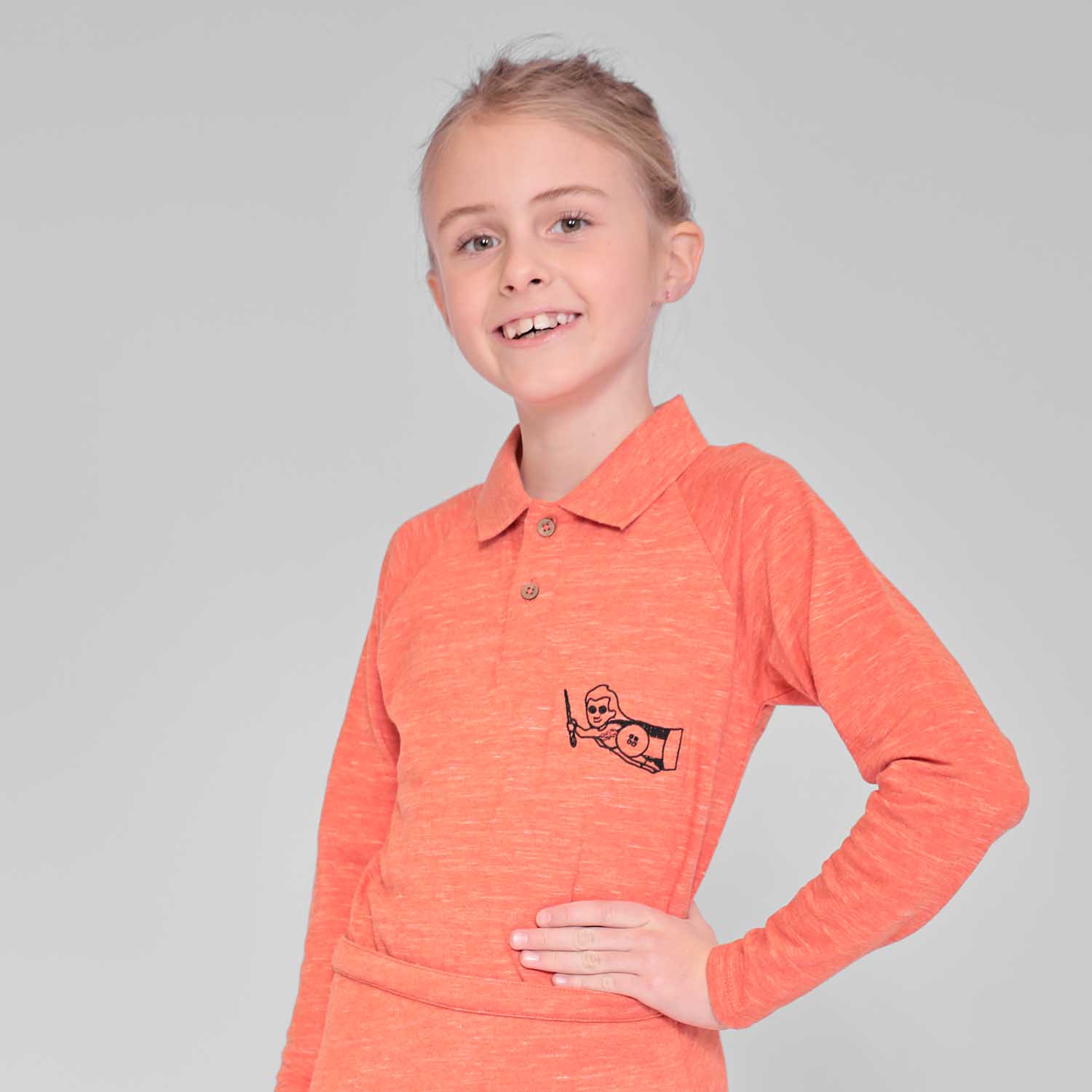 Boys and Girls Orange Polo Shirt-1