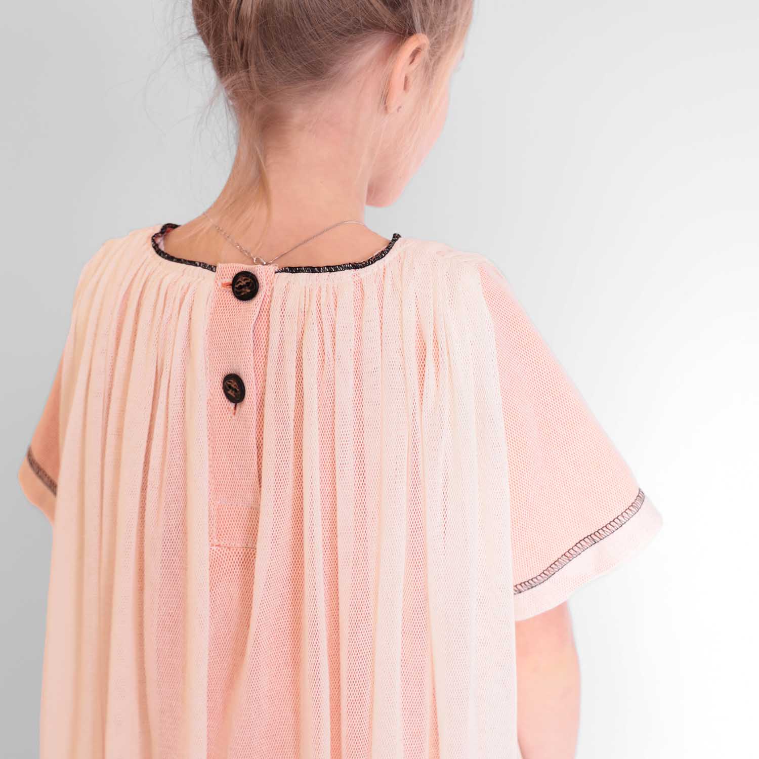 Girls Tulle Dress in Off White-2