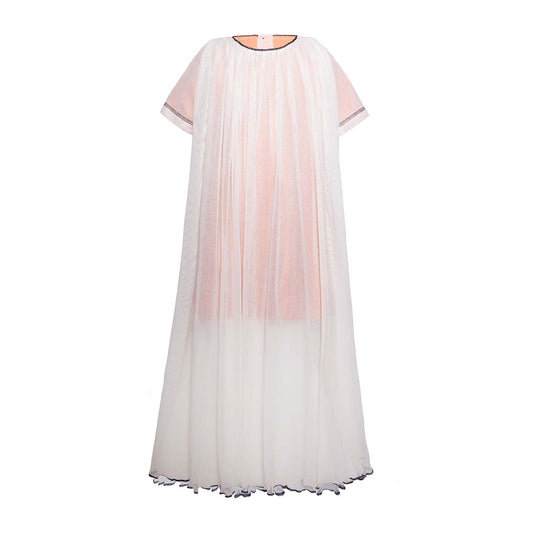 Girls Tulle Dress in Off White-0