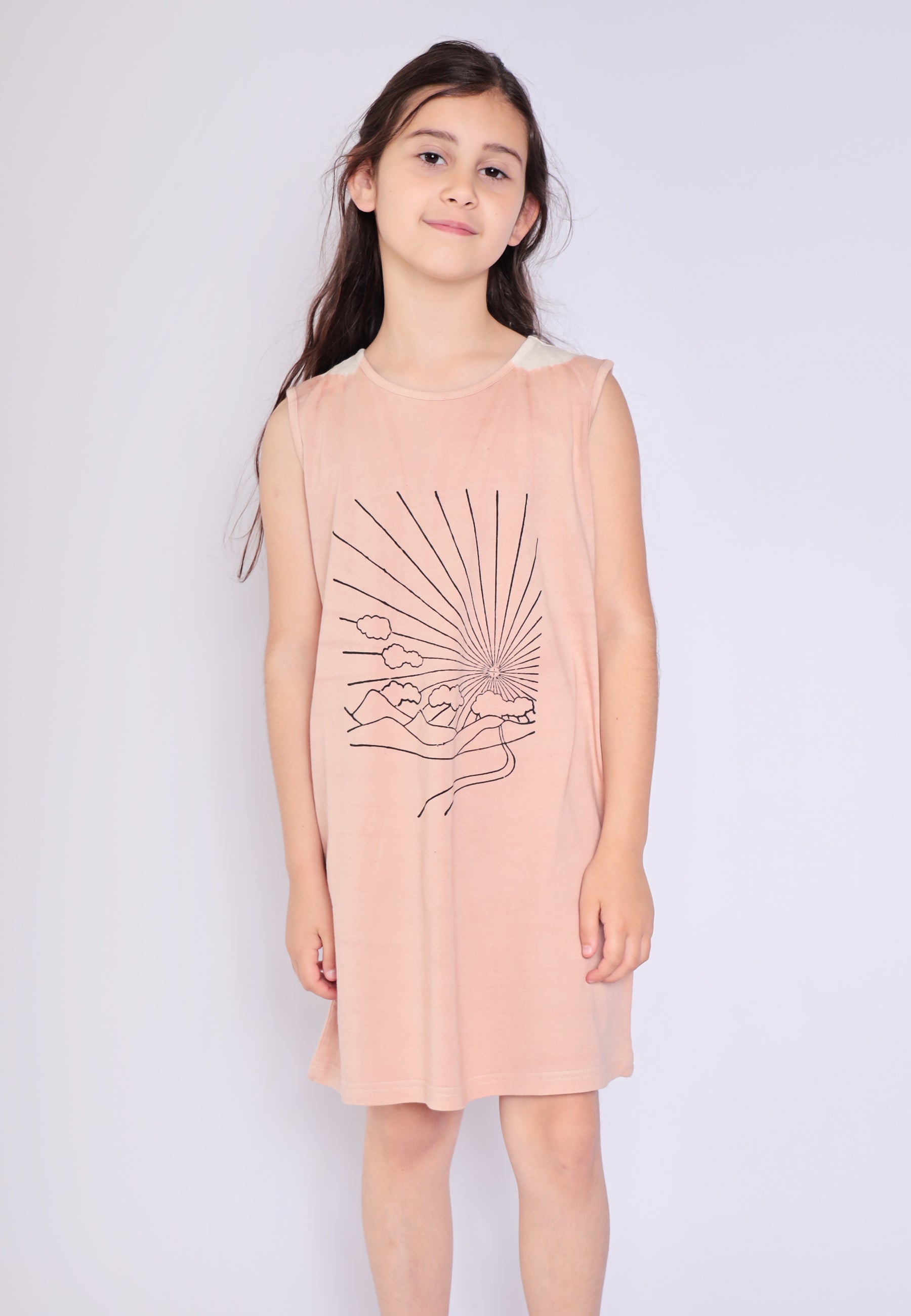 Artisanal T-Shirt Dress Naturally Dyed Madder with Hand Block Print-1