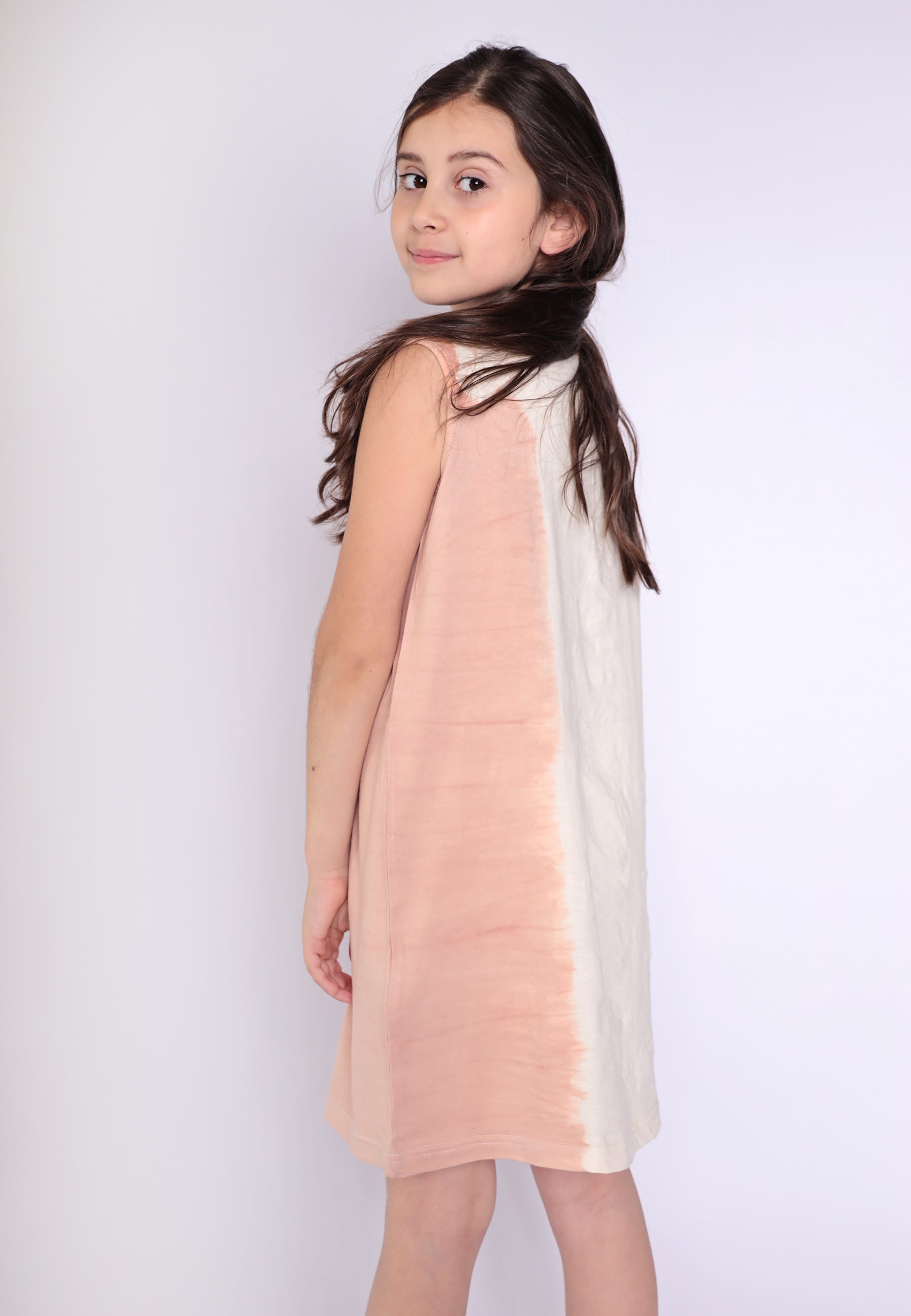 Artisanal T-Shirt Dress Naturally Dyed Madder with Hand Block Print-2