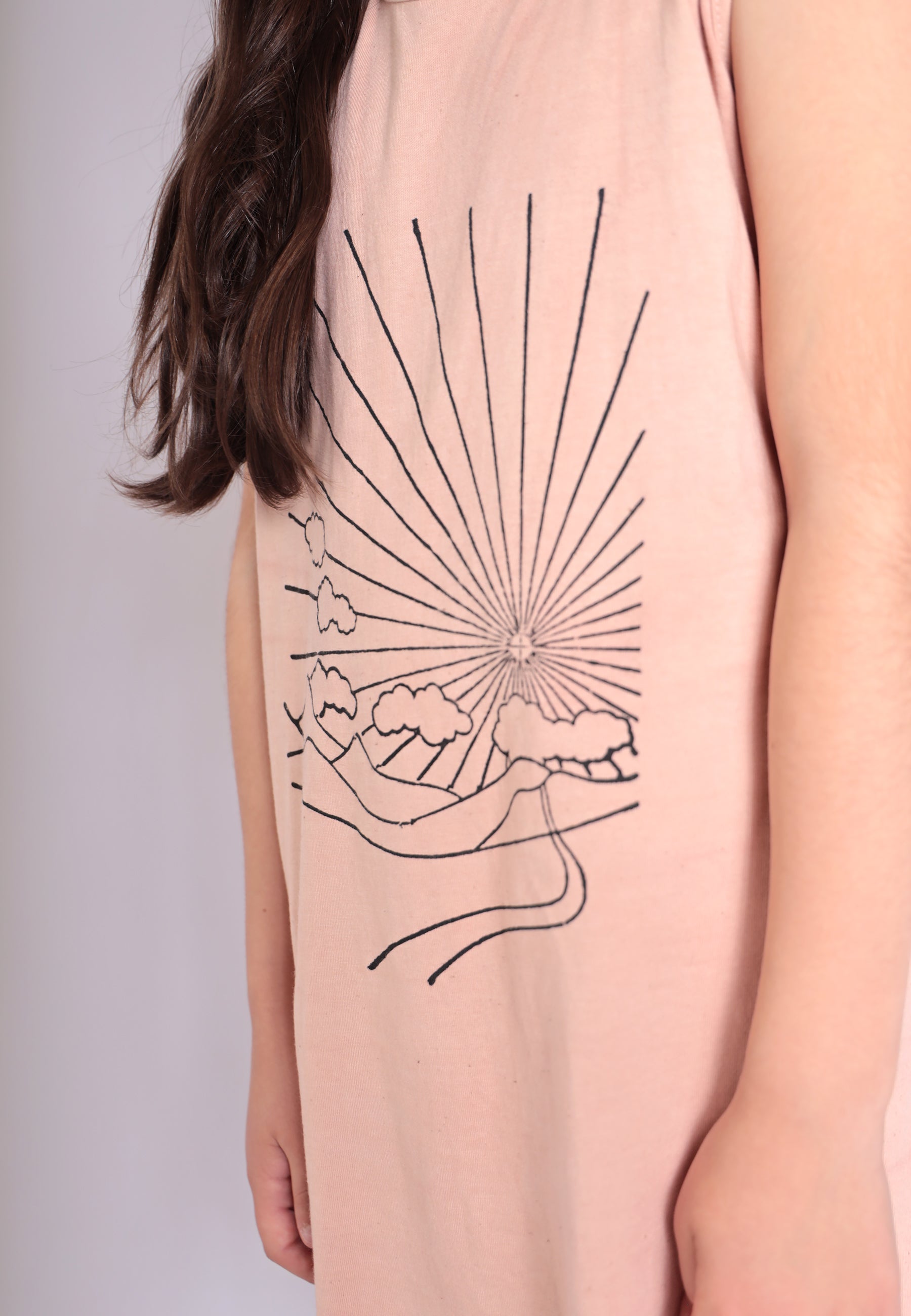 Artisanal T-Shirt Dress Naturally Dyed Madder with Hand Block Print-4