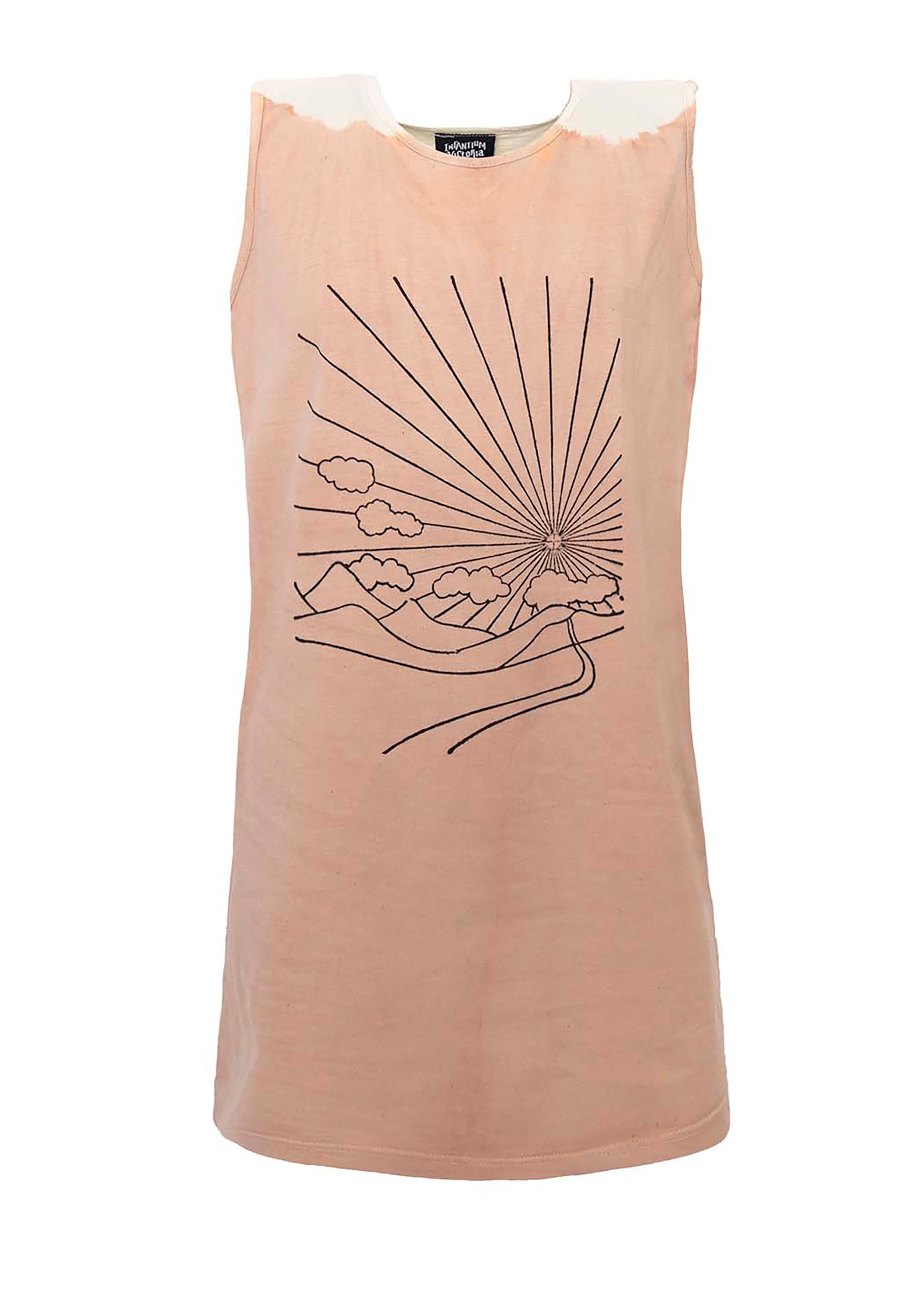 Artisanal T-Shirt Dress Naturally Dyed Madder with Hand Block Print-0