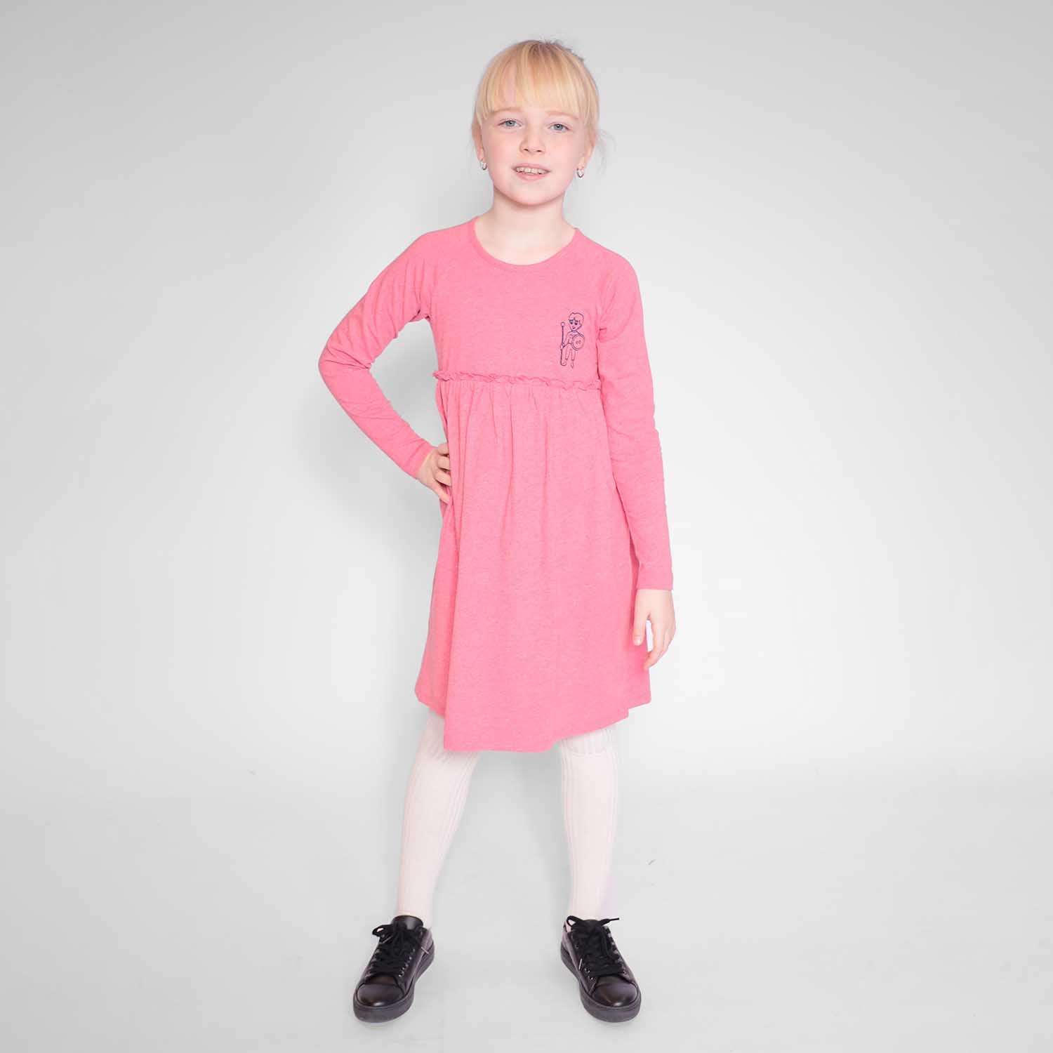 Girls Pink Dress with Embroidery-1