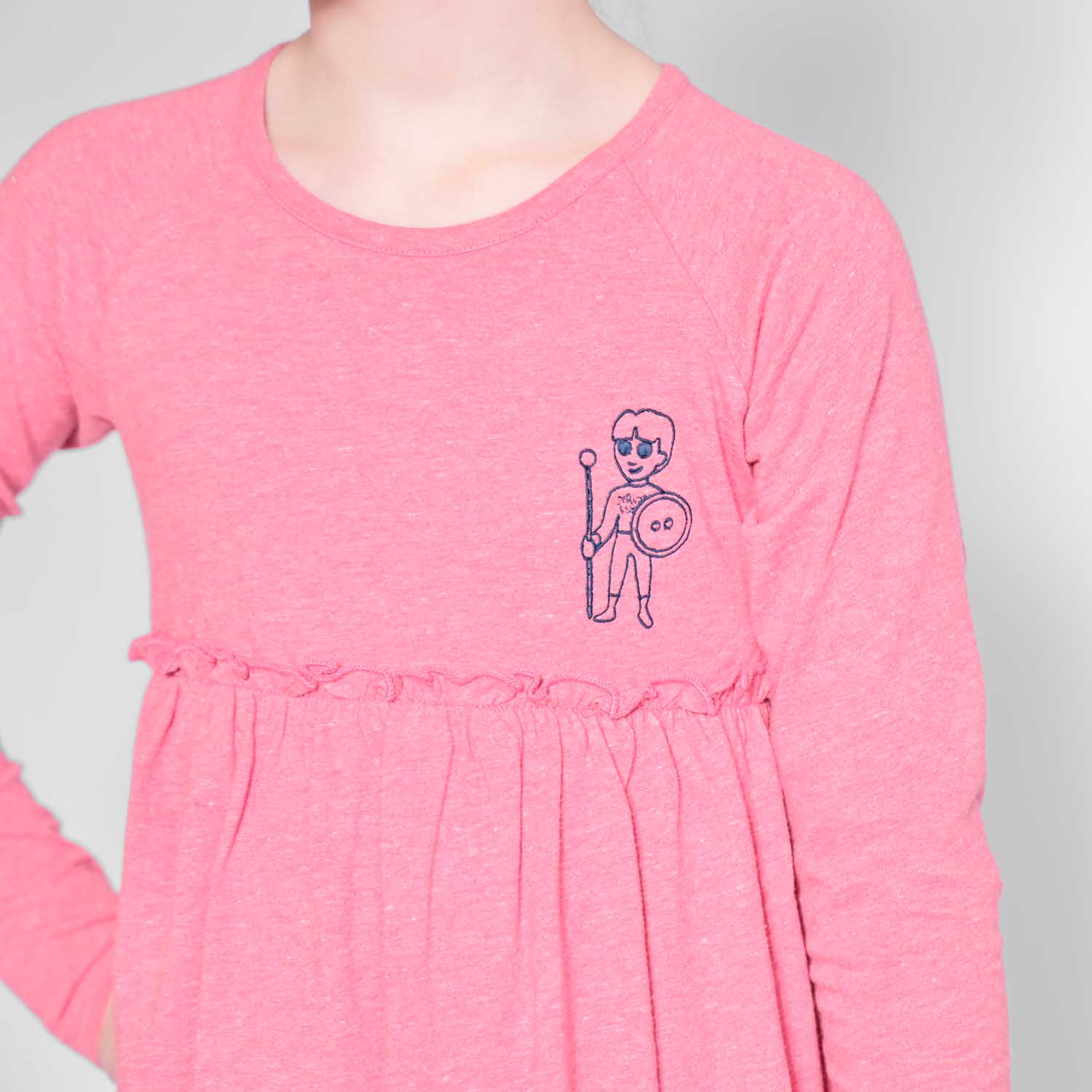 Girls Pink Dress with Embroidery-2