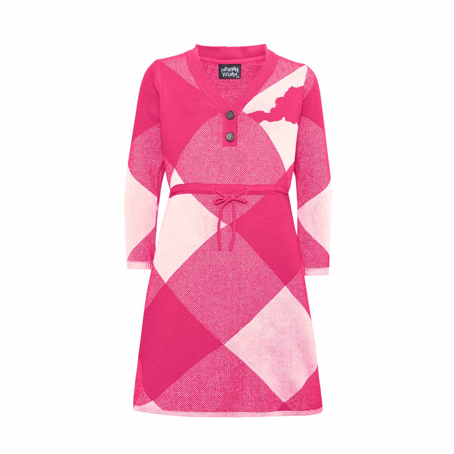 Pink and White Girls Sweater Dress-0