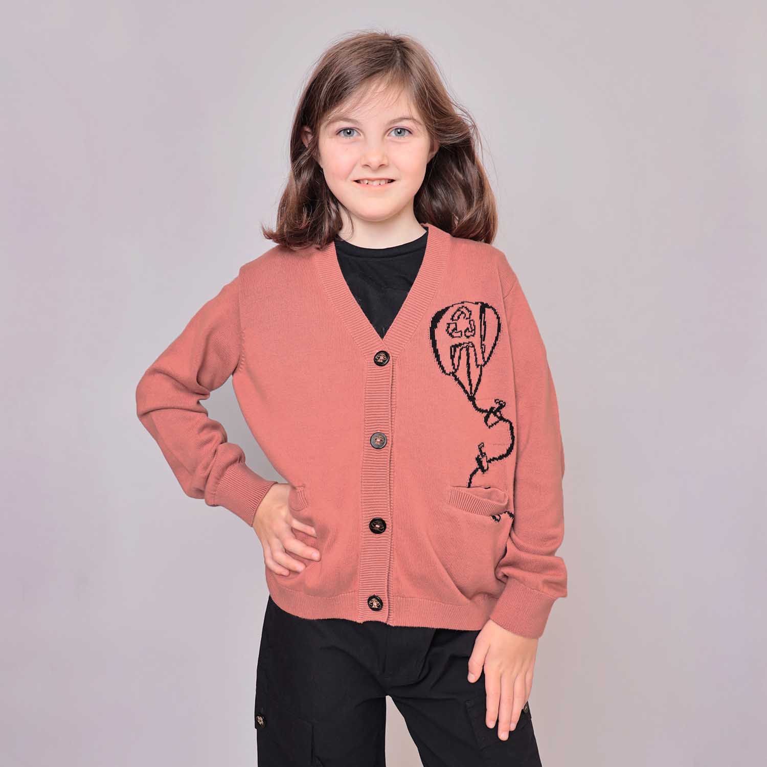 Pink Cardigan for Boys and Girls With Kite-1