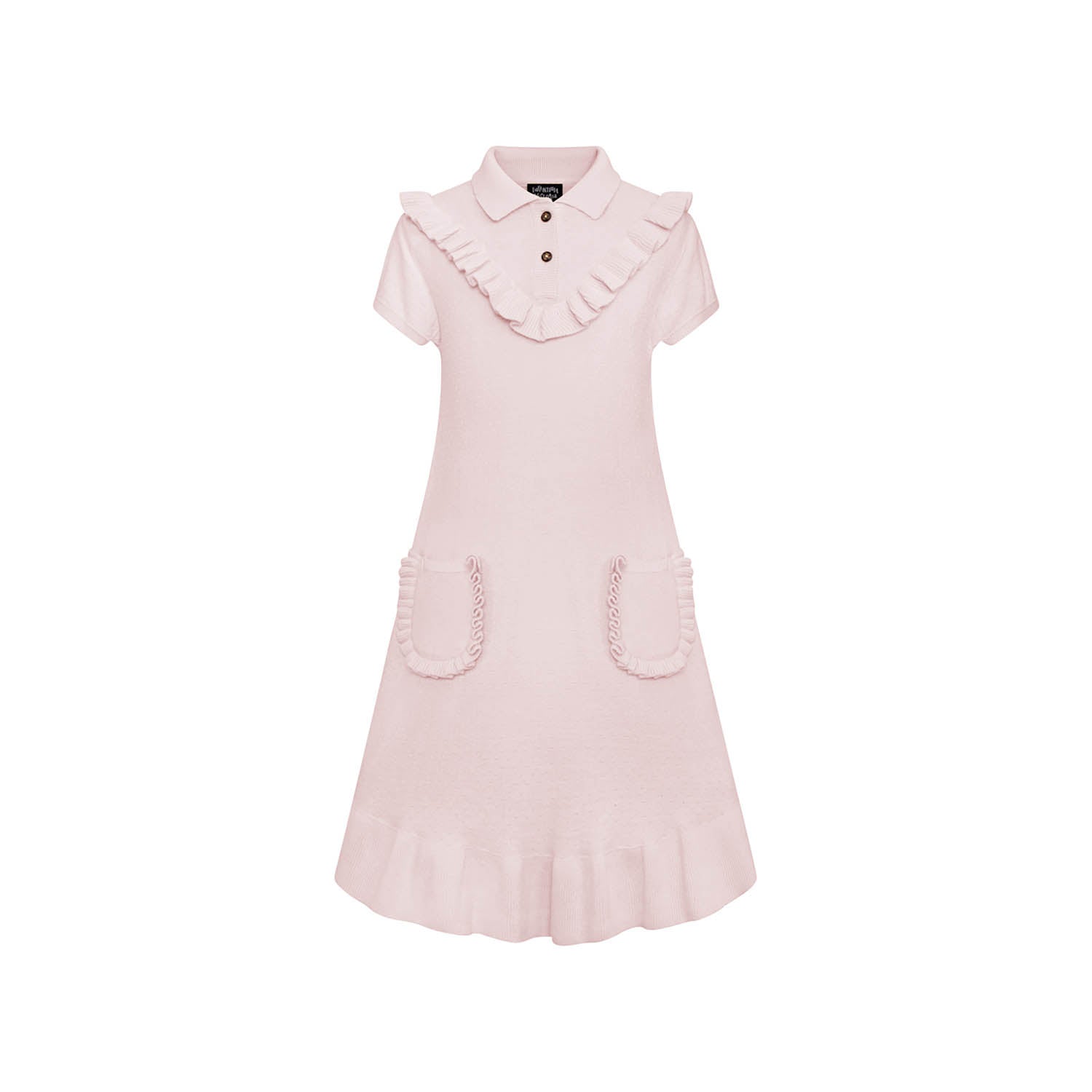 Pink Knit Midi Dress with Yoke-0