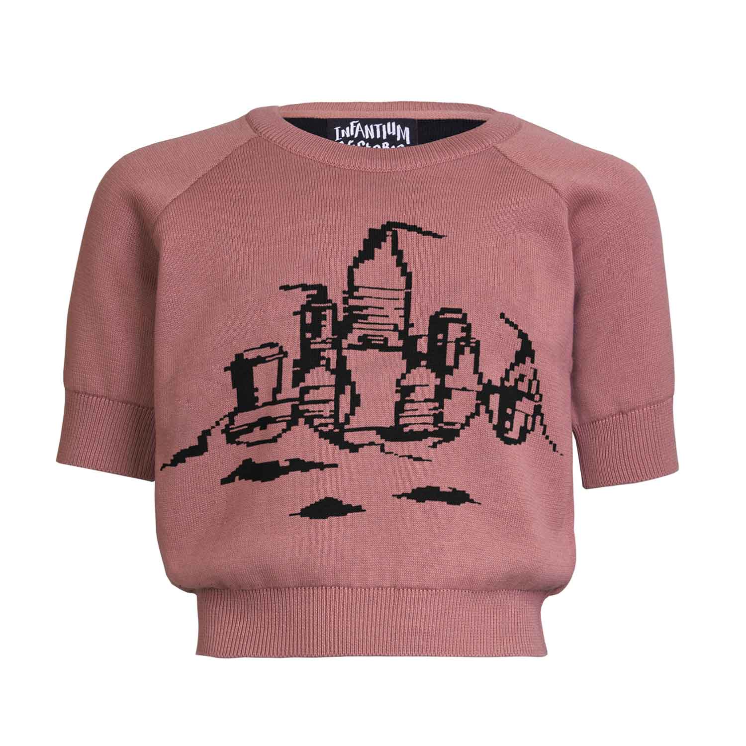 Pink Knit Top with Beach Castle for Kids-0
