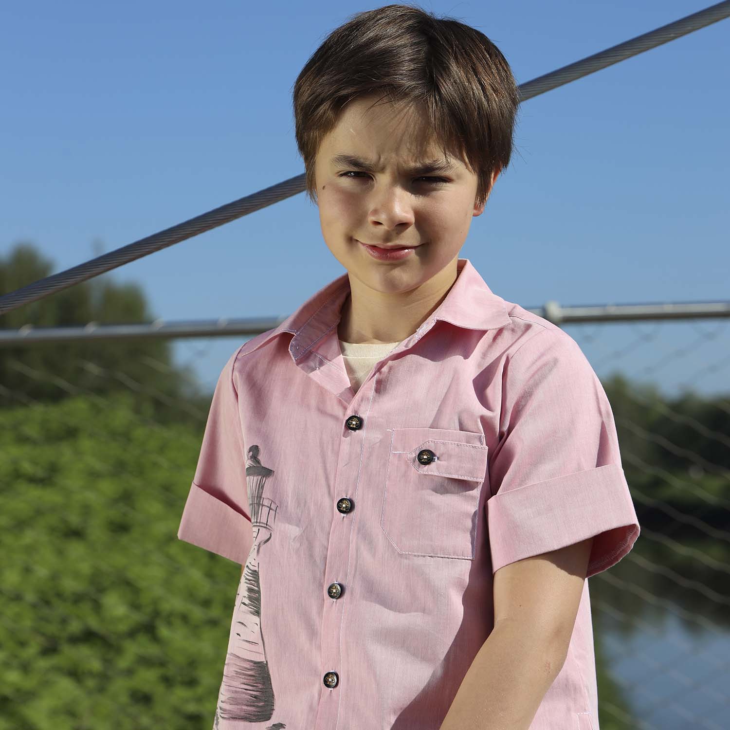 Hand-Painted Pink Dress Shirt Limited Edition, GOTS-1