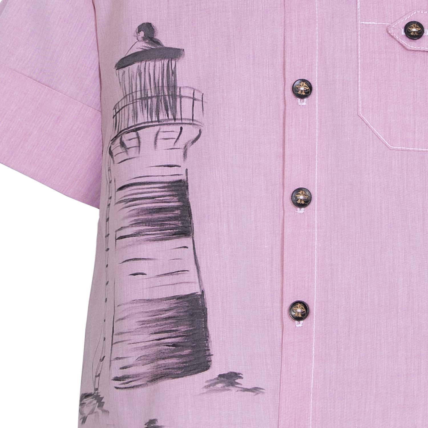 Hand-Painted Pink Dress Shirt Limited Edition, GOTS-3