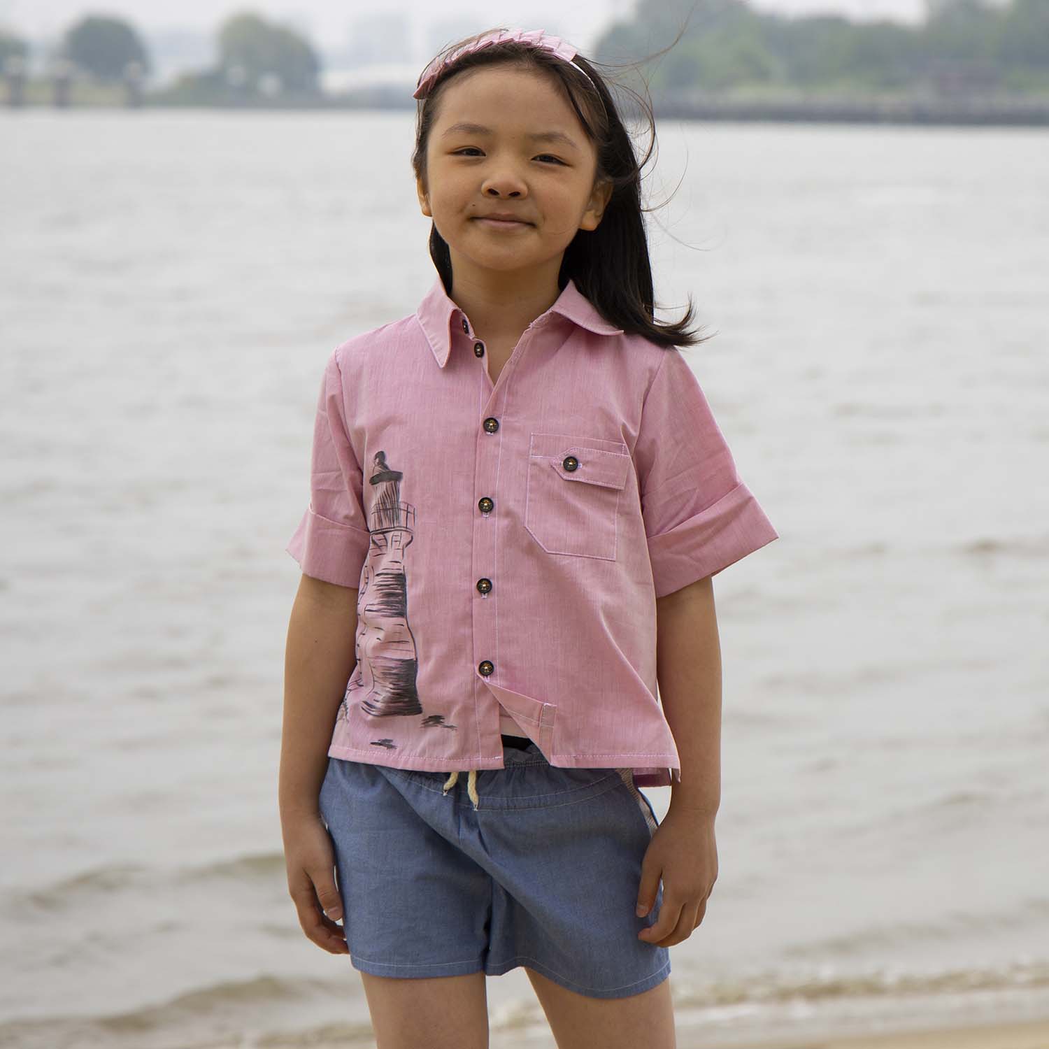 Hand-Painted Pink Dress Shirt Limited Edition, GOTS-2