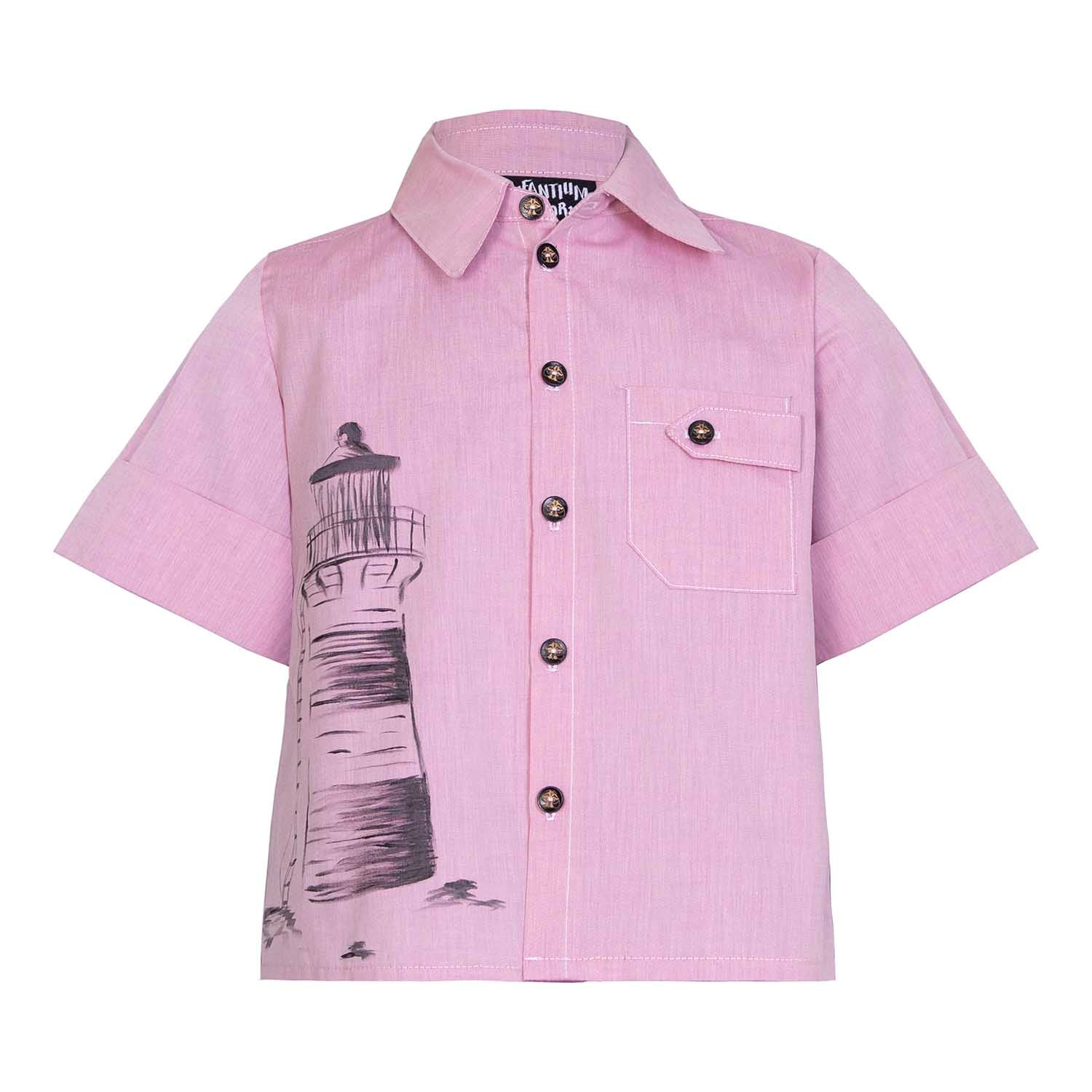 Hand-Painted Pink Dress Shirt Limited Edition, GOTS-0