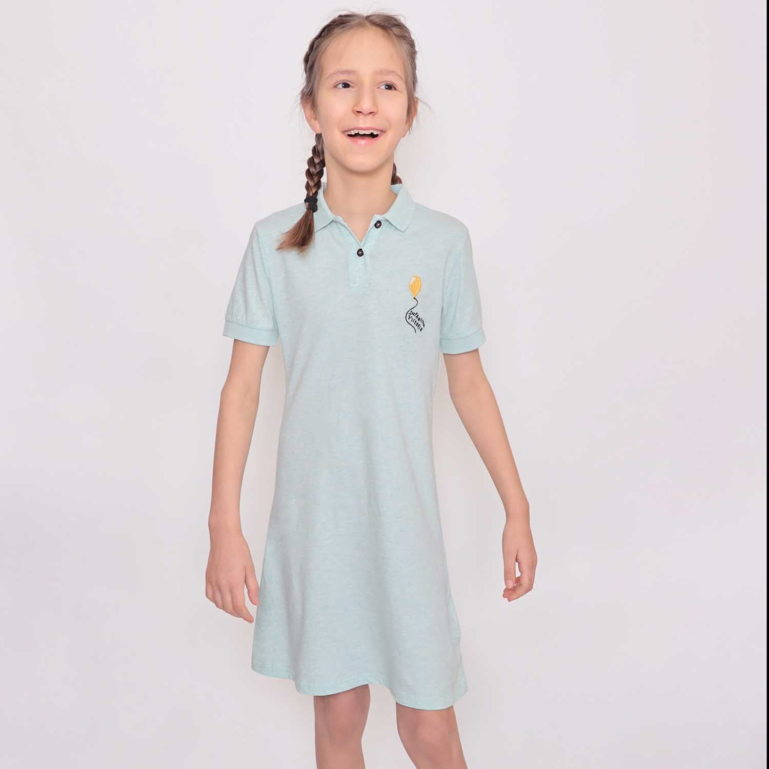 Mint Green Girls Polo Dress-1