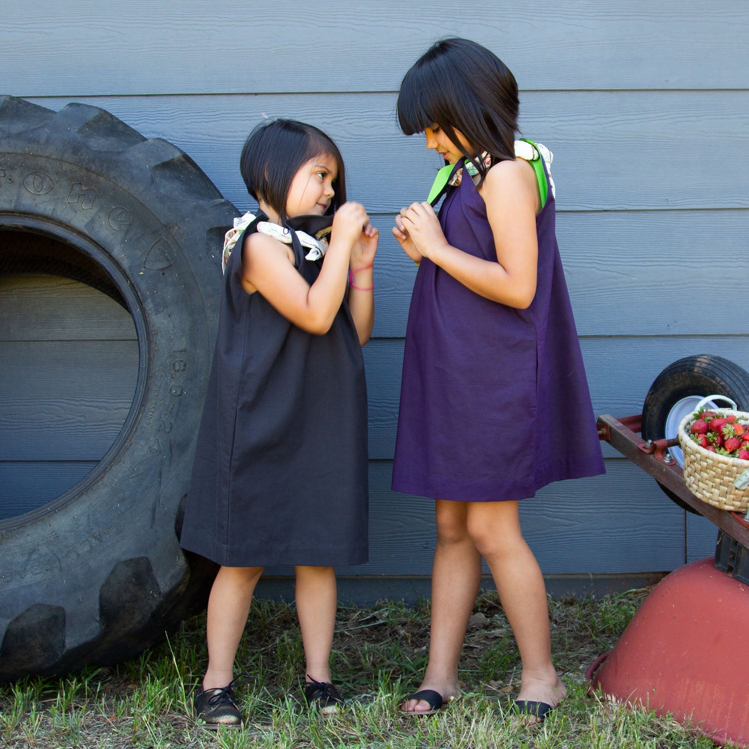 Girls' Handkerchief Dress in Black-3