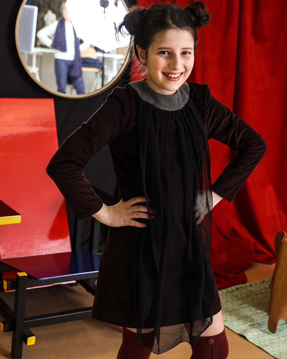 Purple Dress with Draping-2