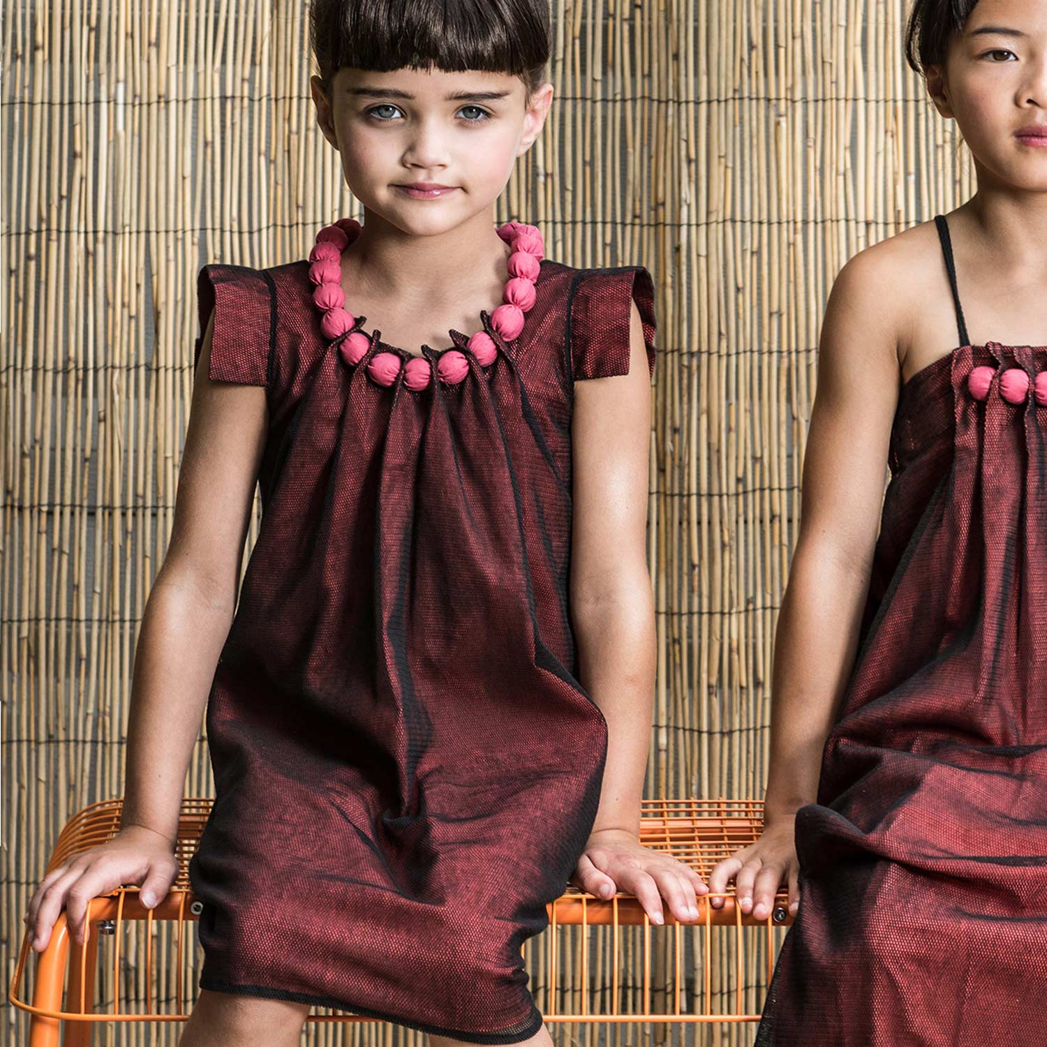 Organic Cotton Girls Tulle Dress in Red-1
