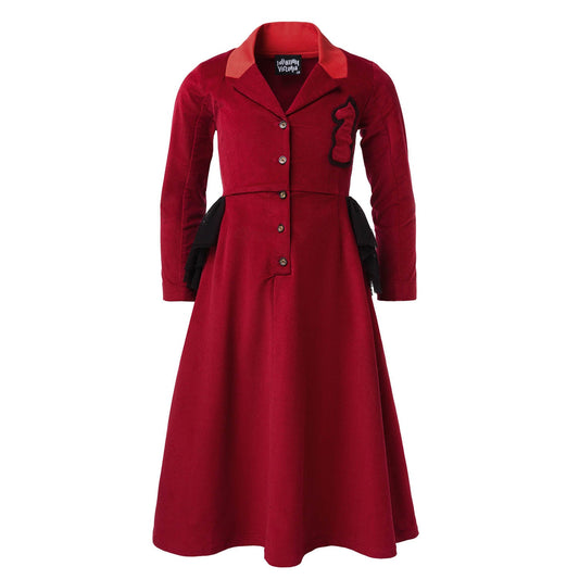 Red Velvet Bustle Dress-0