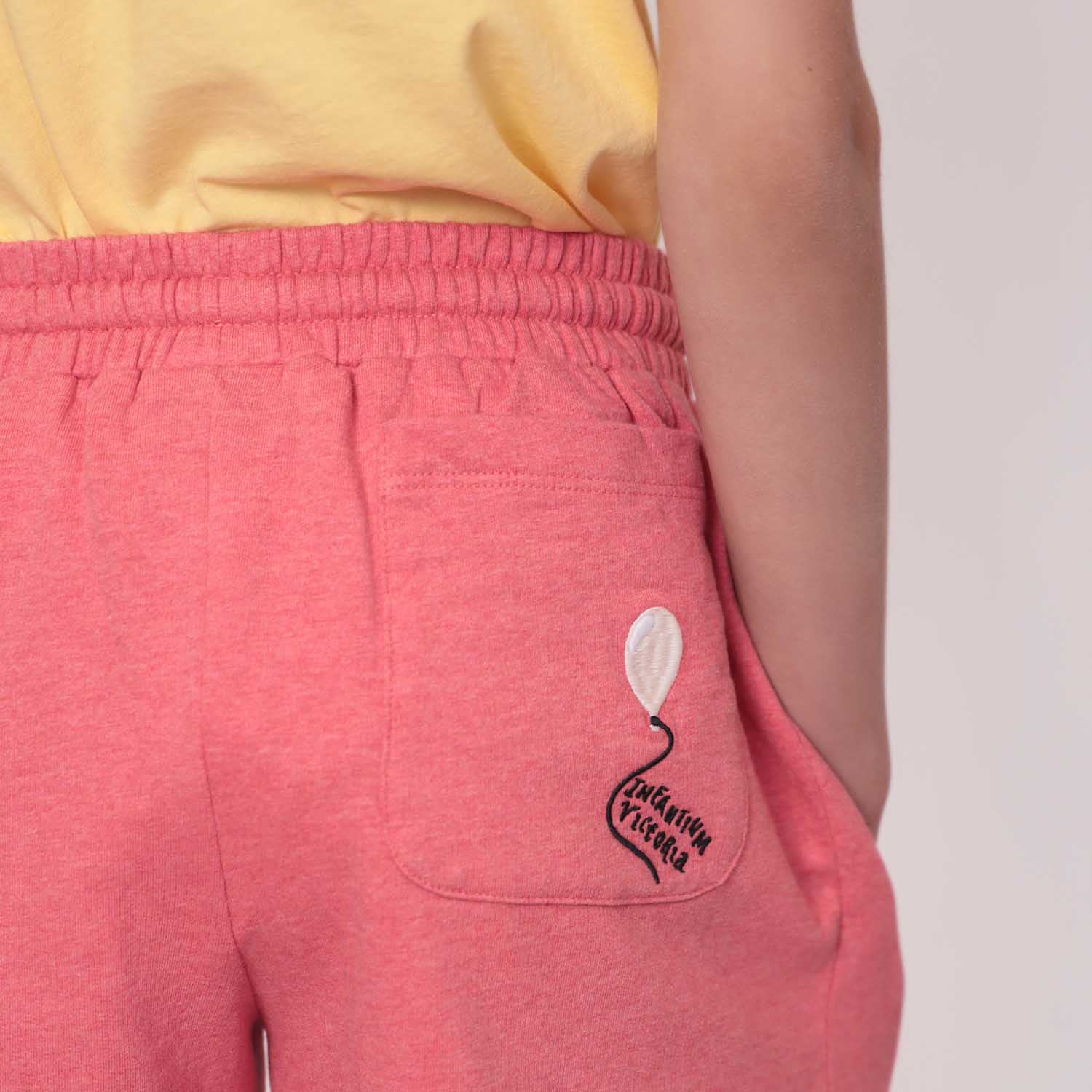 Red Girls and Boys Sweat Shorts-3