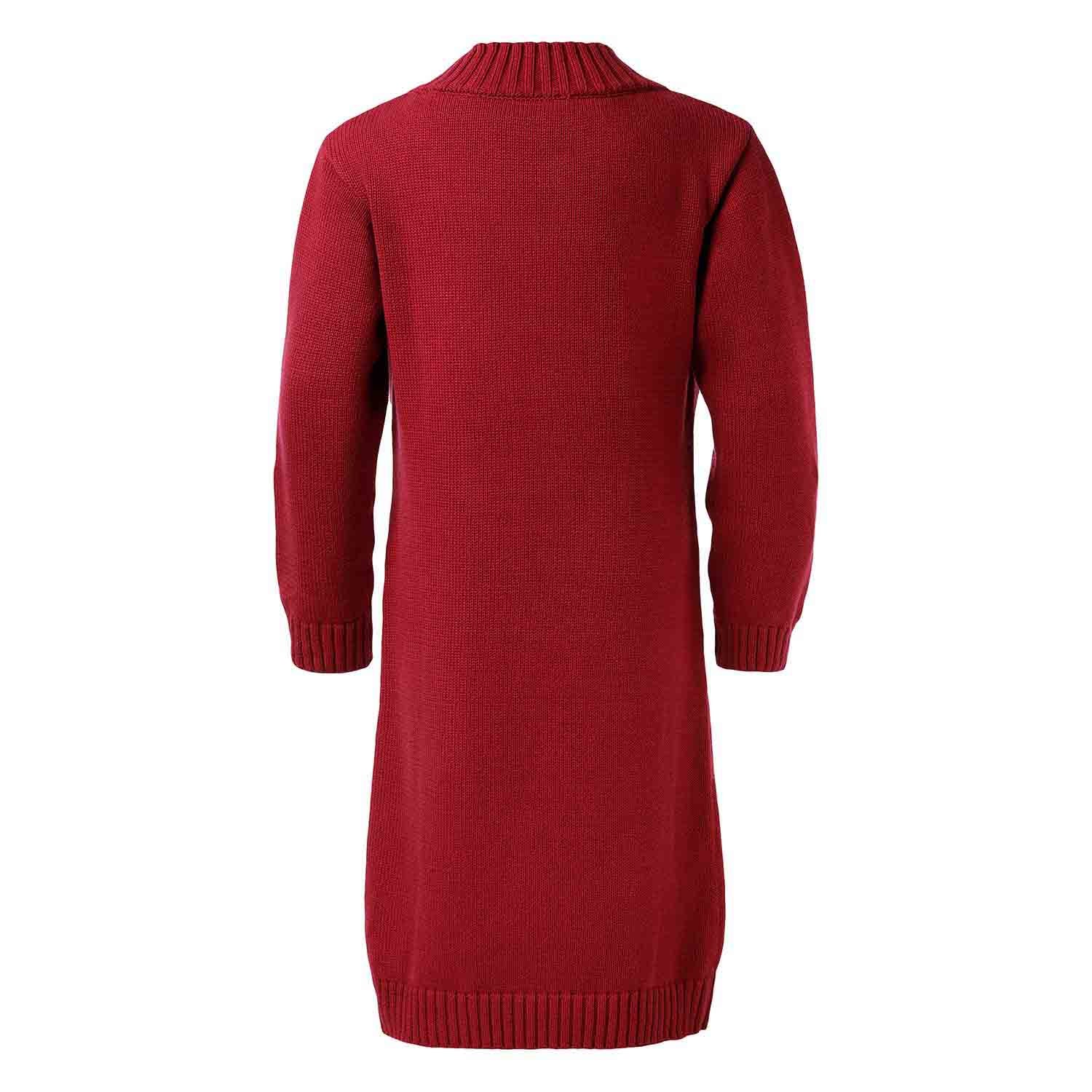 Red Knitted Girls Dress with Panda-2