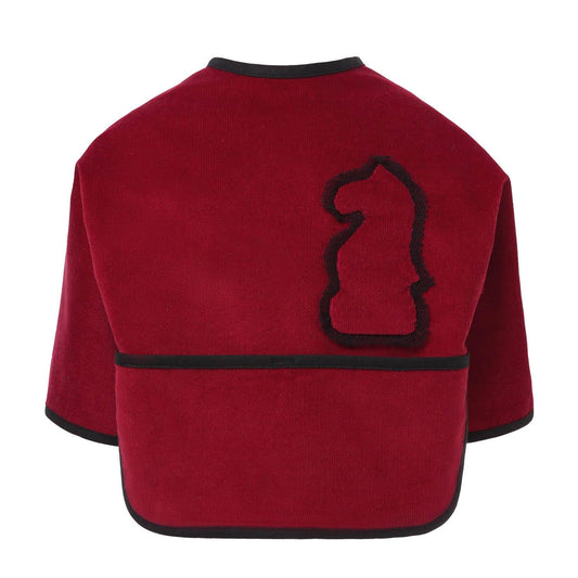 Red Corduroy Bib with Sleeves-0