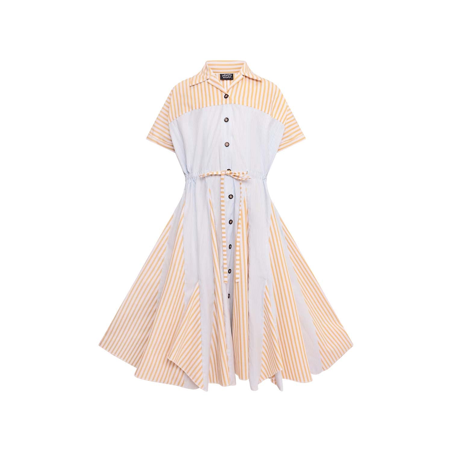 Zero Waste Girls Shirt Dress in Stripes-0