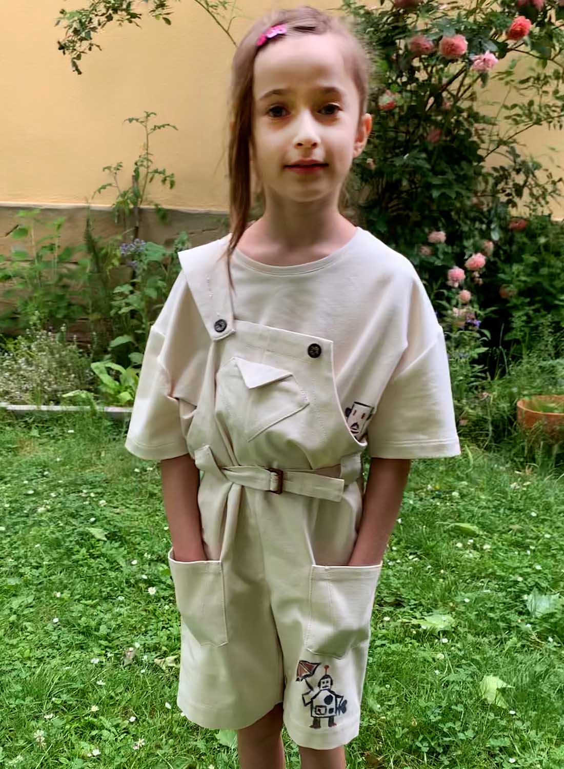 Kids Hand-painted Off-White Overall-1