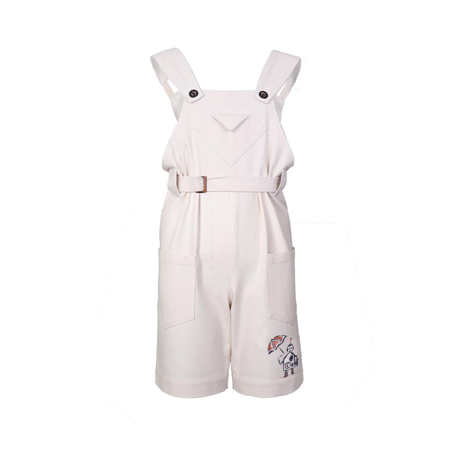 Kids Hand-painted Off-White Overall-0