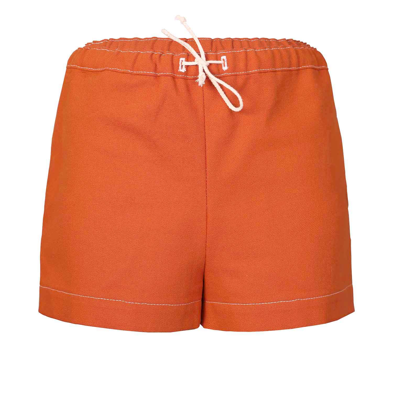 Terracotta Canvas Mini Shorts for Kids-0