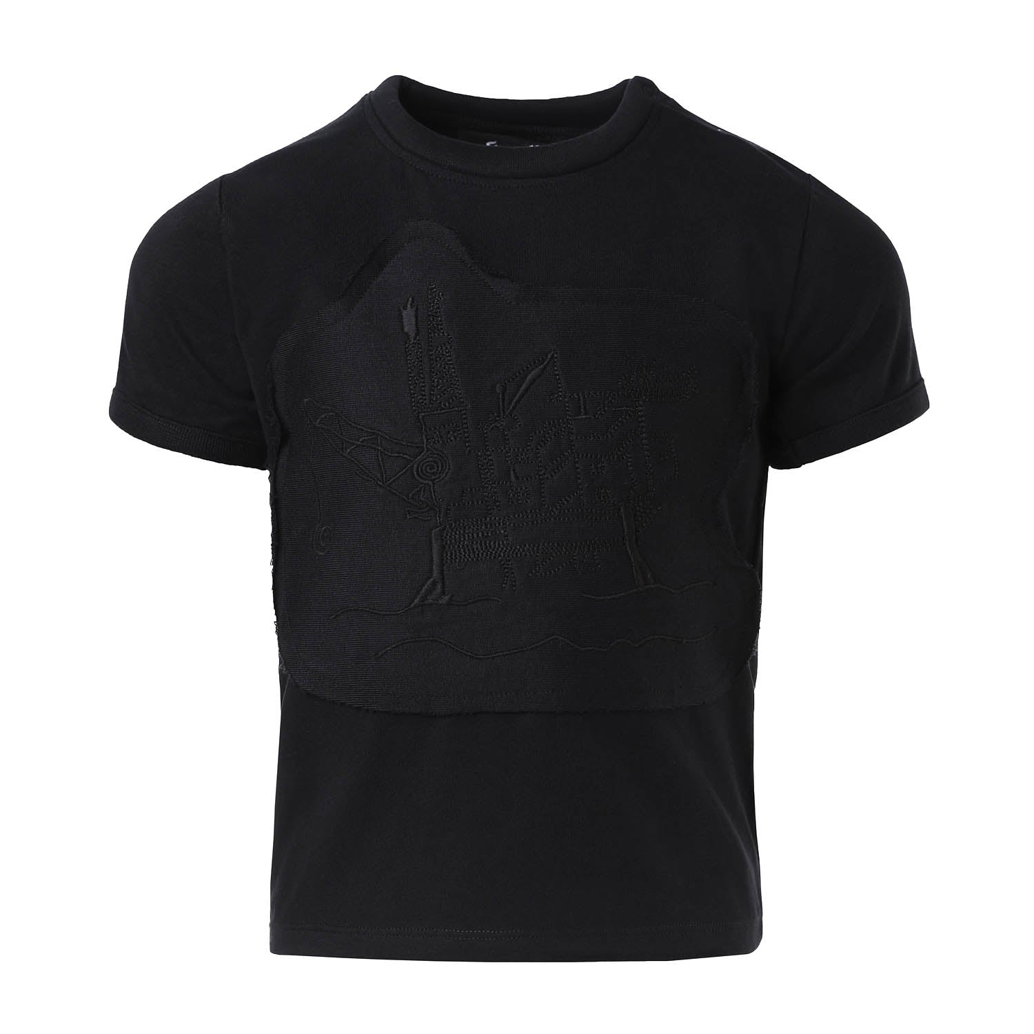 Kids Black T-Shirt with Appliqué-0