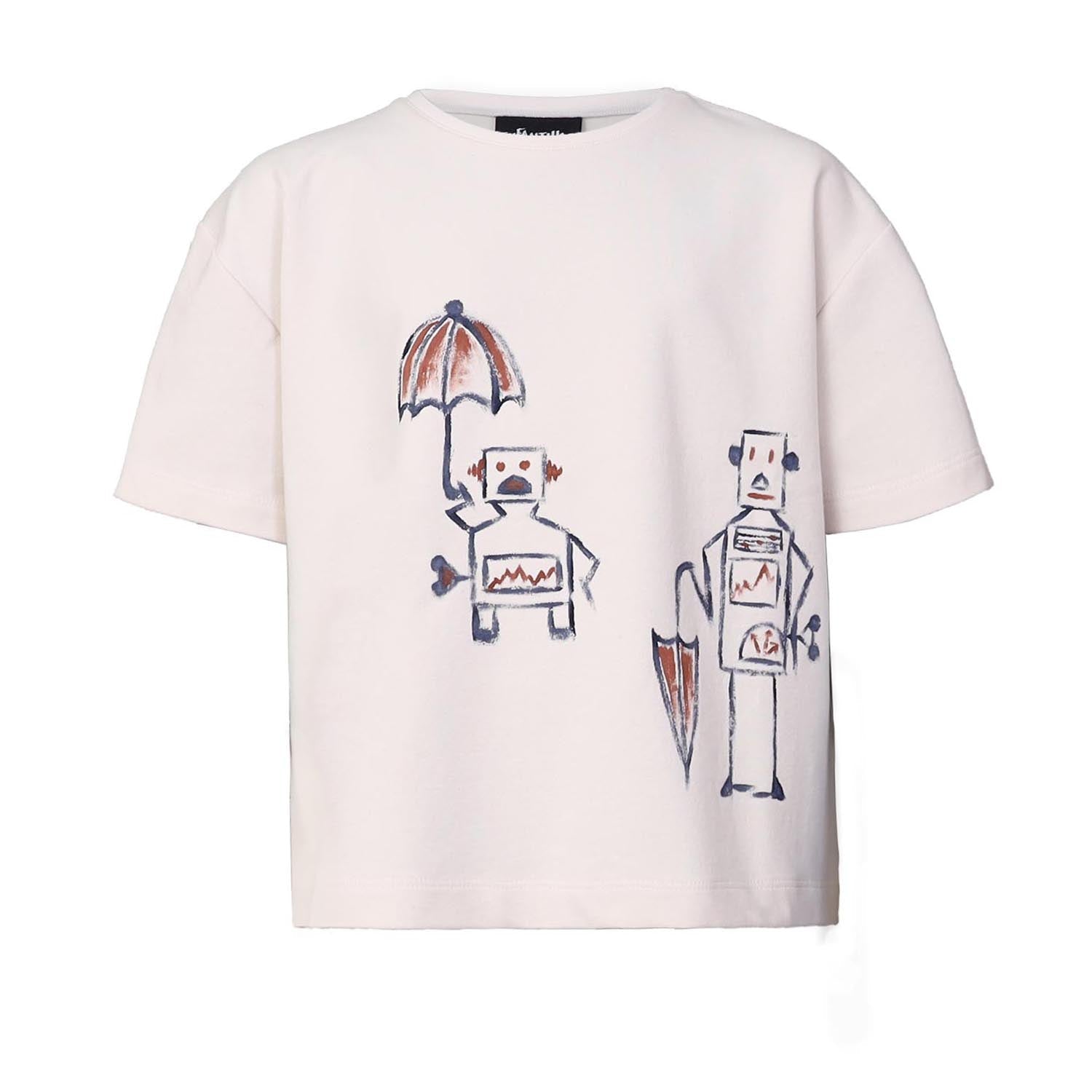 Kids' Oversized Off-White T-Shirt with Hand Painting-0