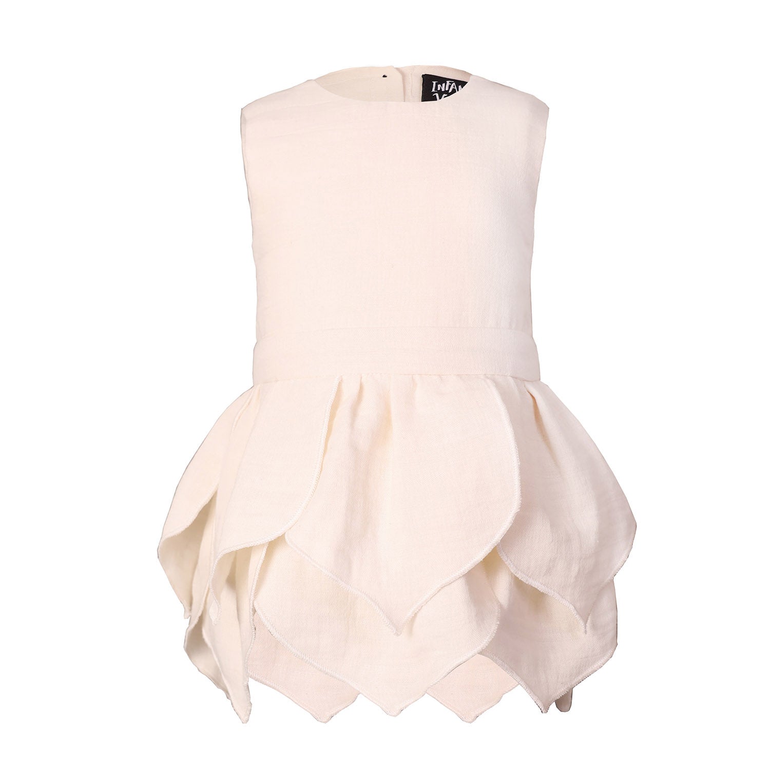 White Baby Dress with Flower Petals-0
