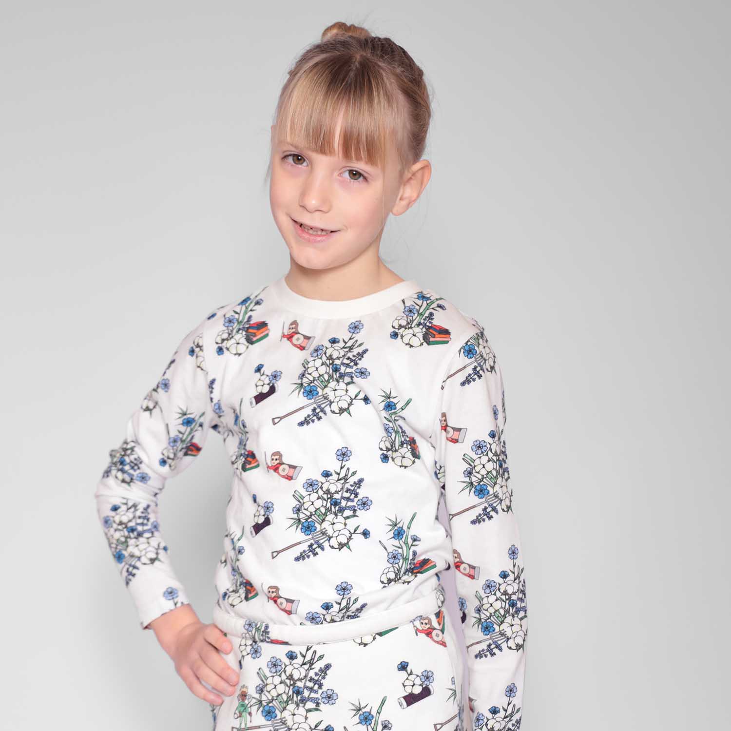 White Floral T-shirt for Kids-1