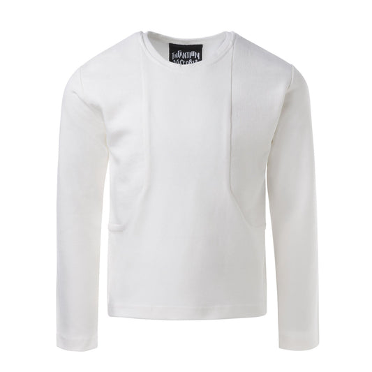 White Longsleeve with Blend Textiles-0