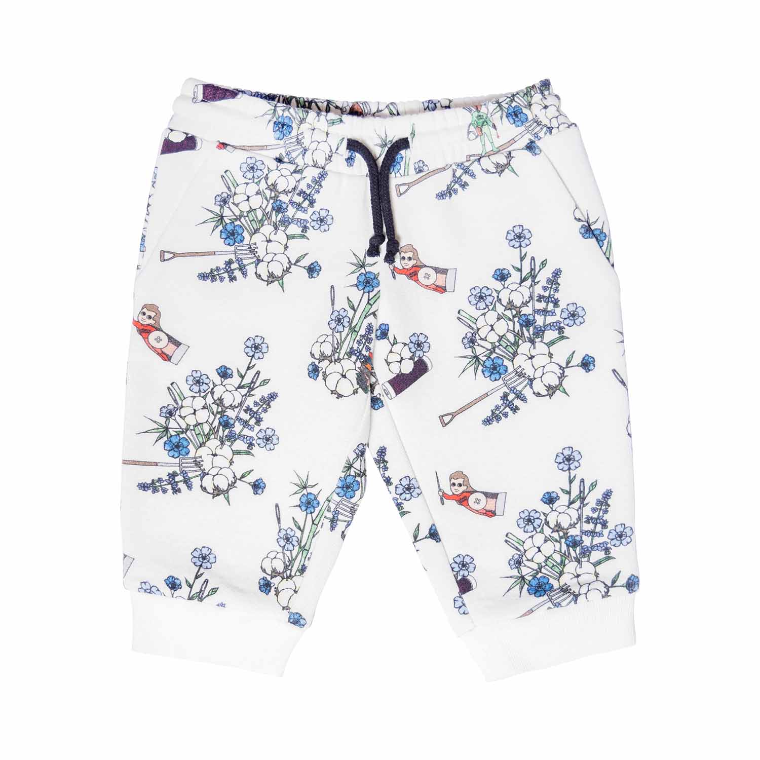White Floral Baby Pants-0