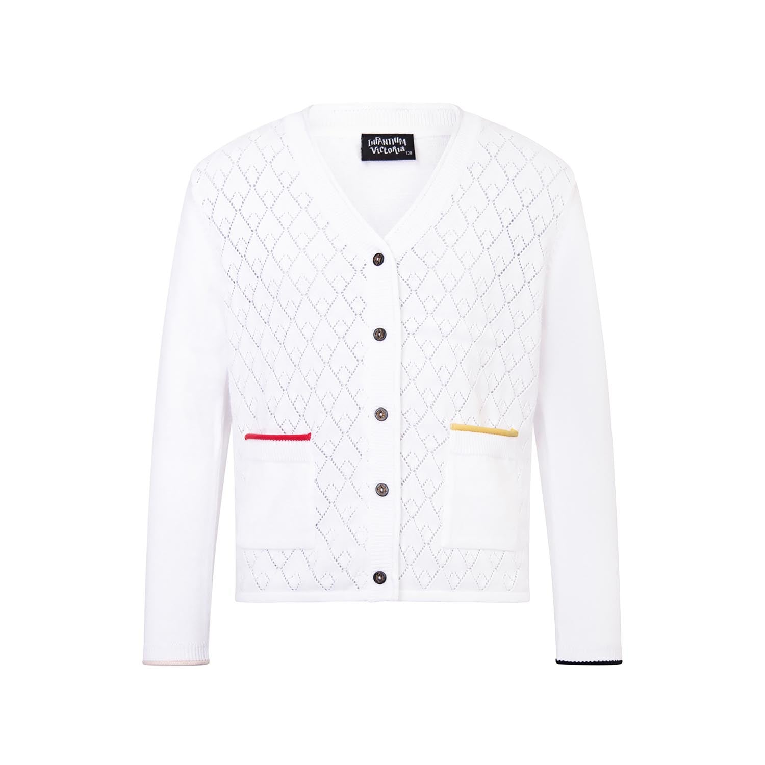 Girls White Cardigan-0