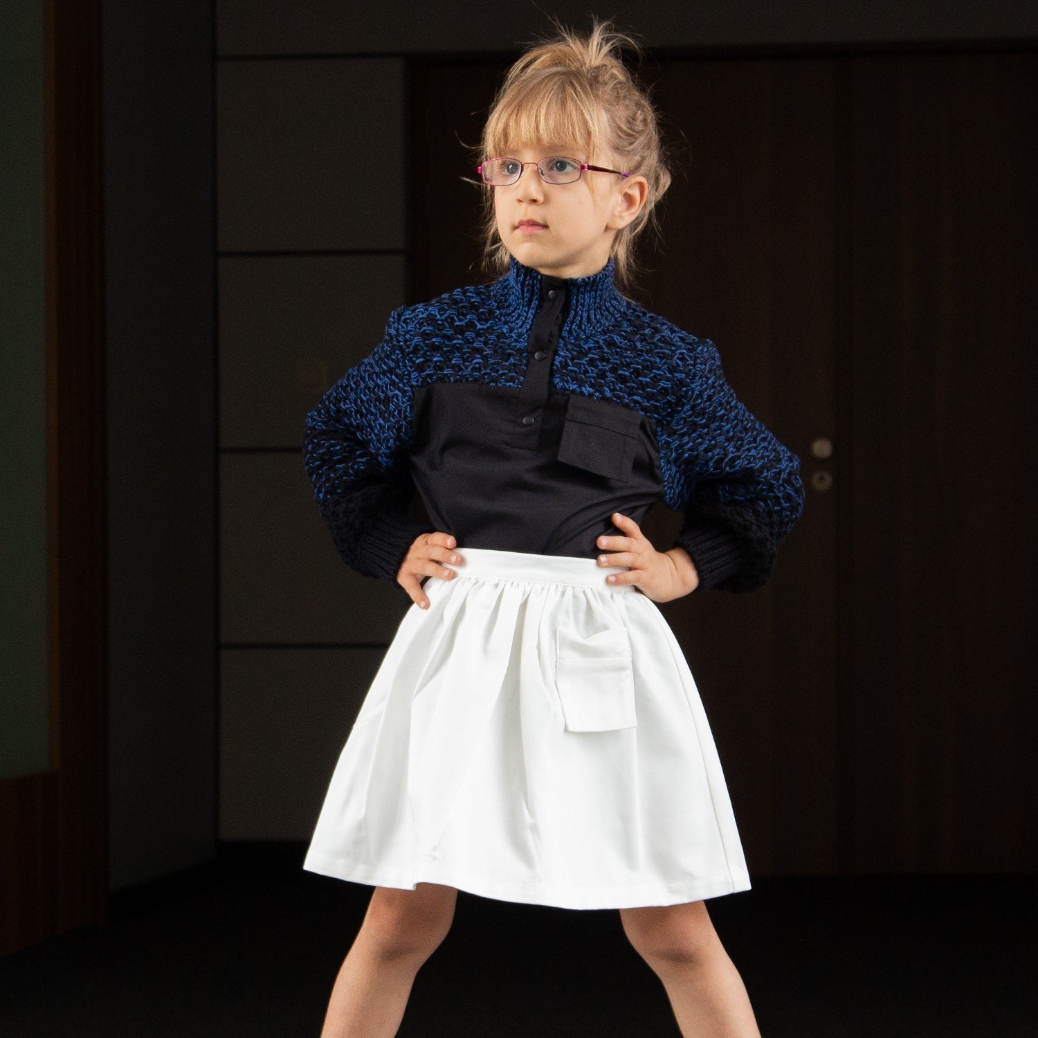 White Gabardine Cotton Skirt-1