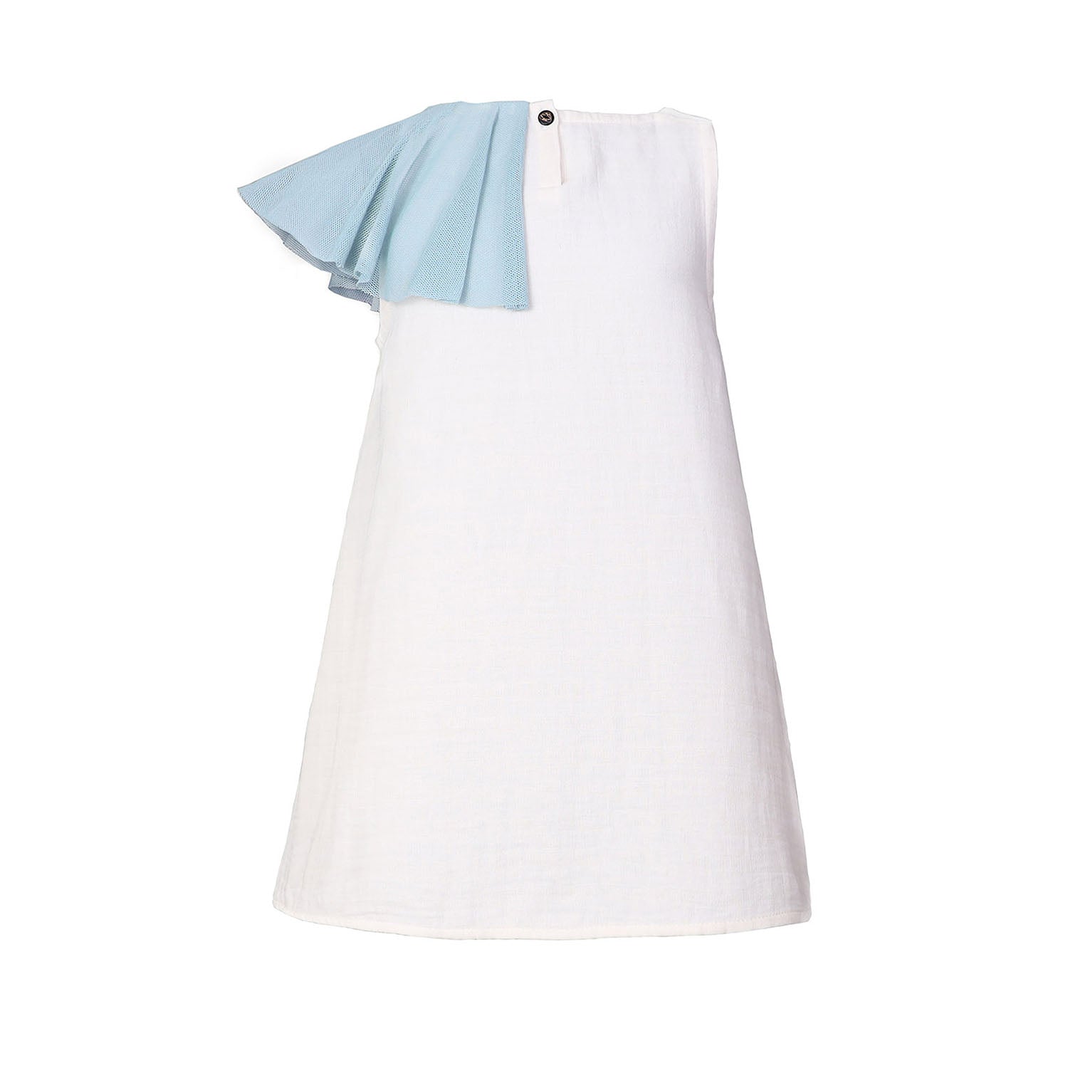 White Dress with Asymetric Shoulder for Girls-2